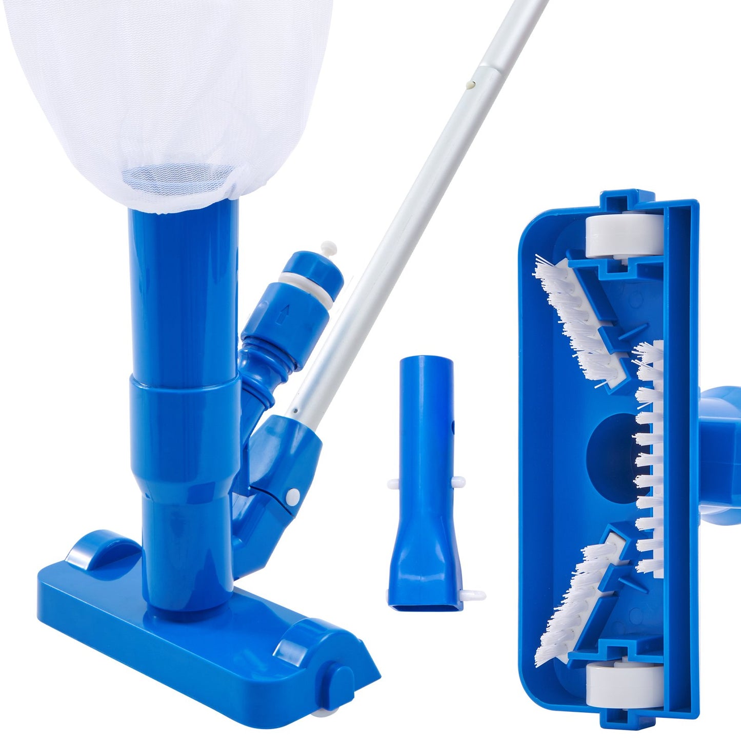 VEVOR Portable Pool Vacuum, Handheld Pool Vacuum Cleaner with 3 Scrub Brushes &