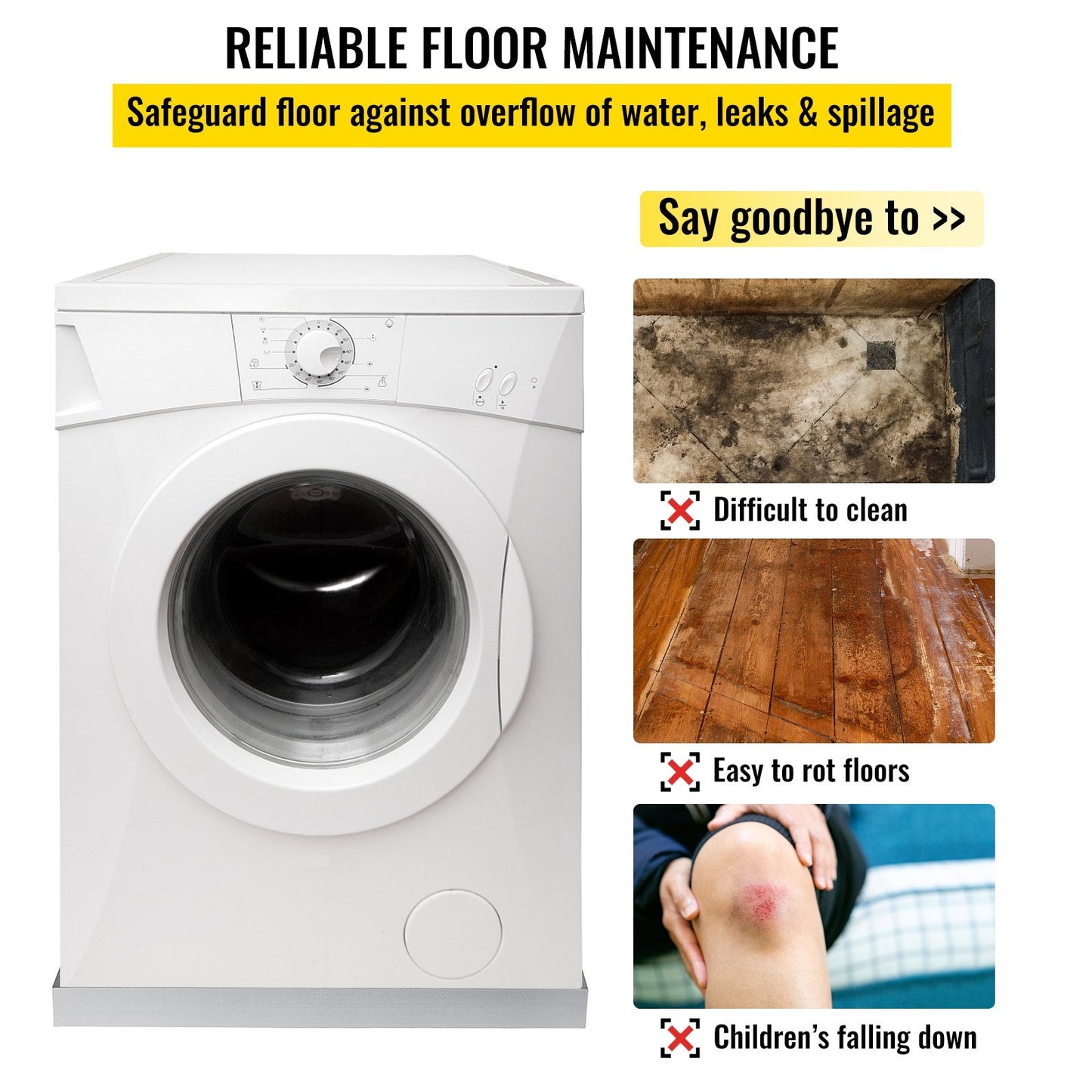 Stainless Steel Washing Machine Pan with Drain, 0.81m x 0.76m x 0.06m, 6.4kg