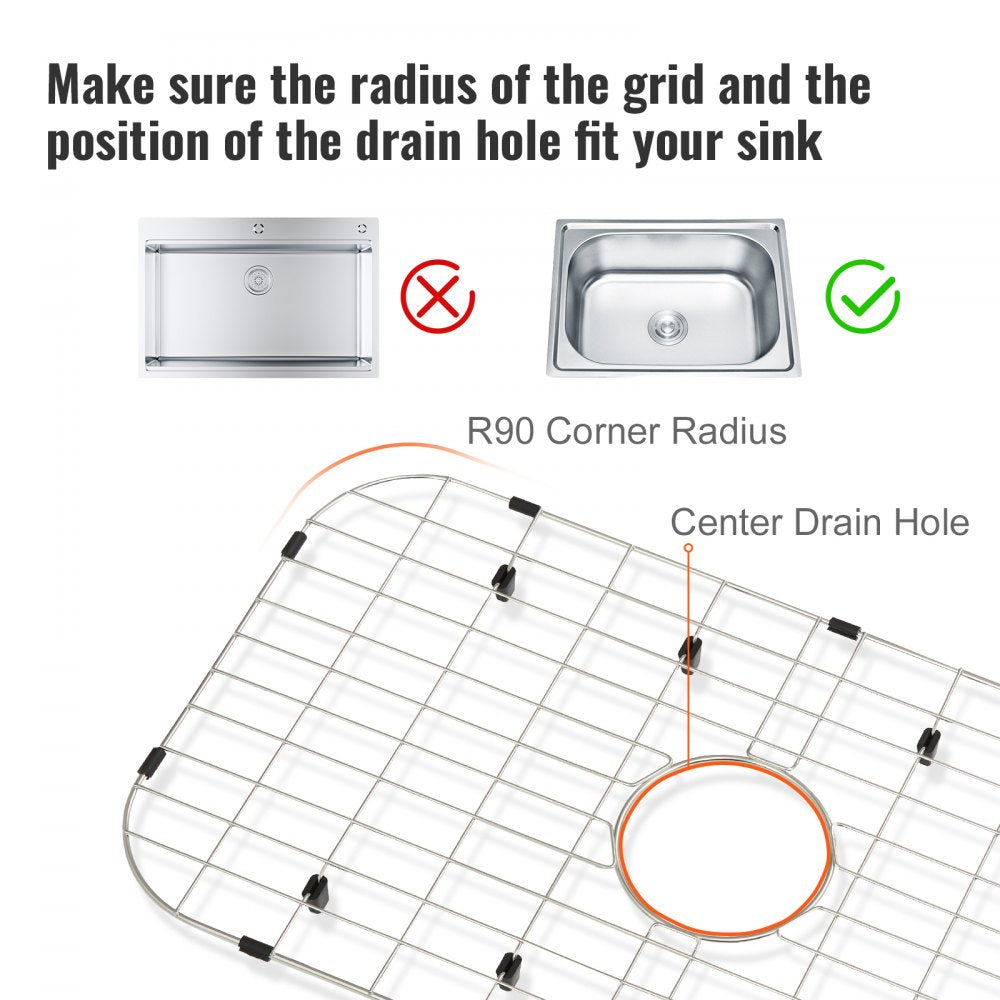 Sink Protector Grid For Kitchen Sink 26"x14" Stainless Steel Drain Rack