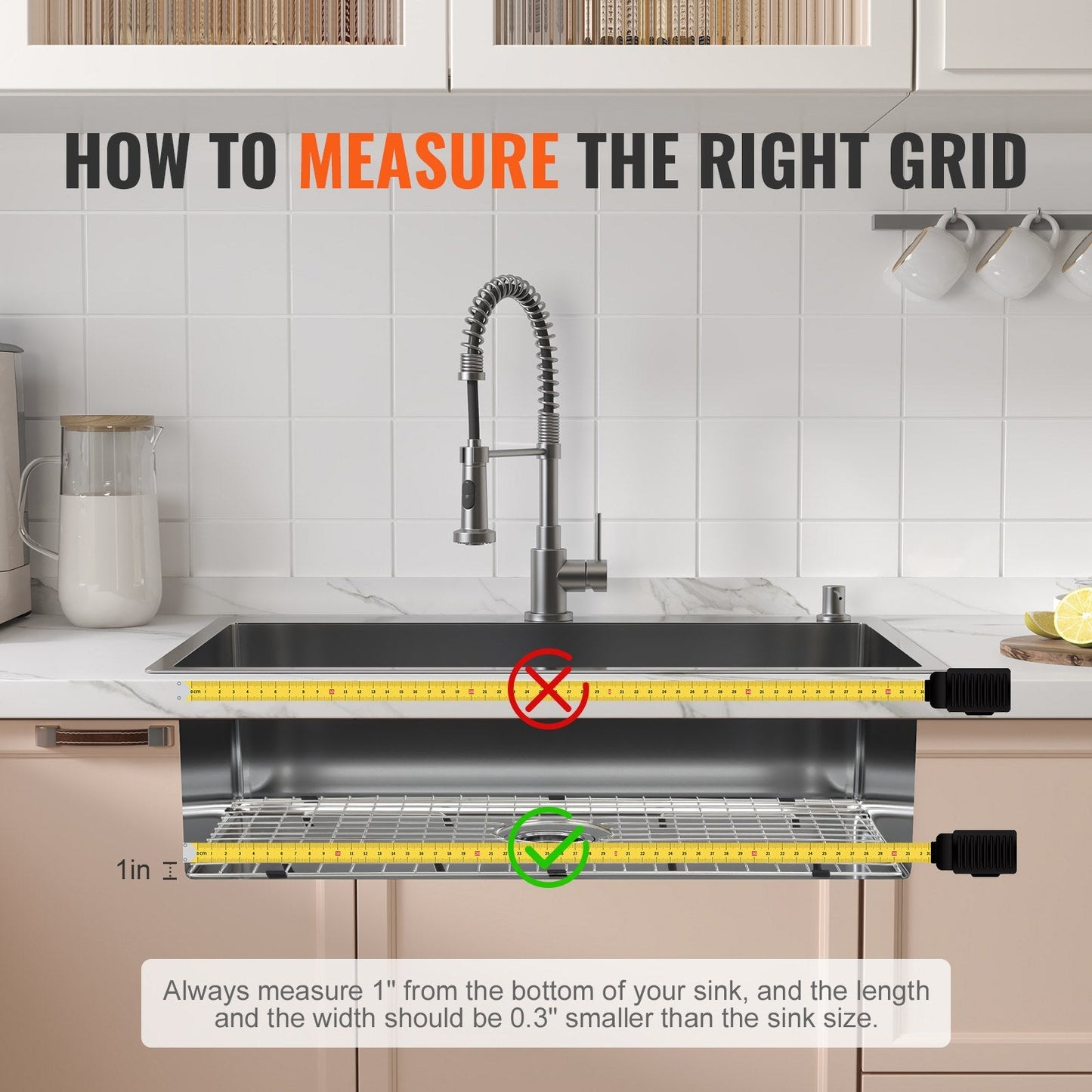 Stainless Steel Sink Protector Grid, 72.5x39.5 cm, Centered Drain Design