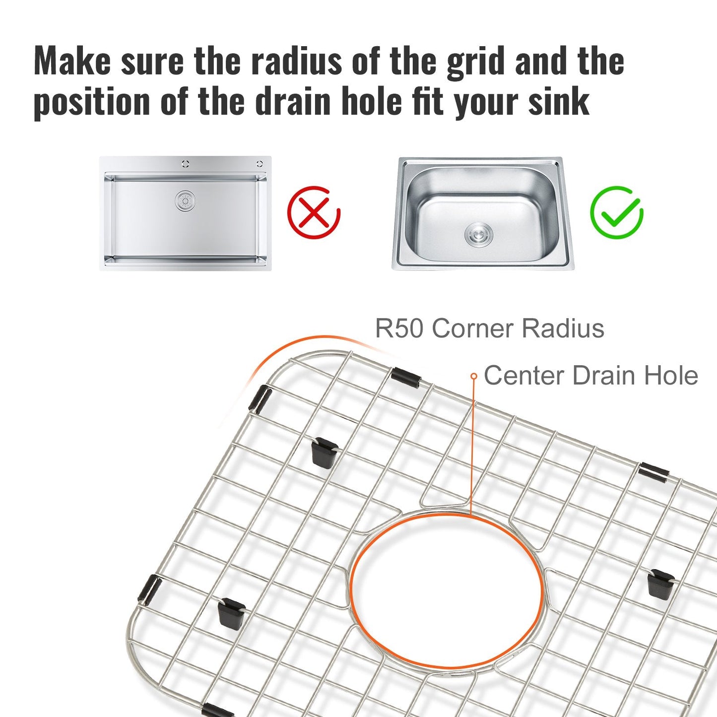 Stainless Steel Sink Bottom Grids, 2PCS, 0.35x0.29m for Kitchen Sinks