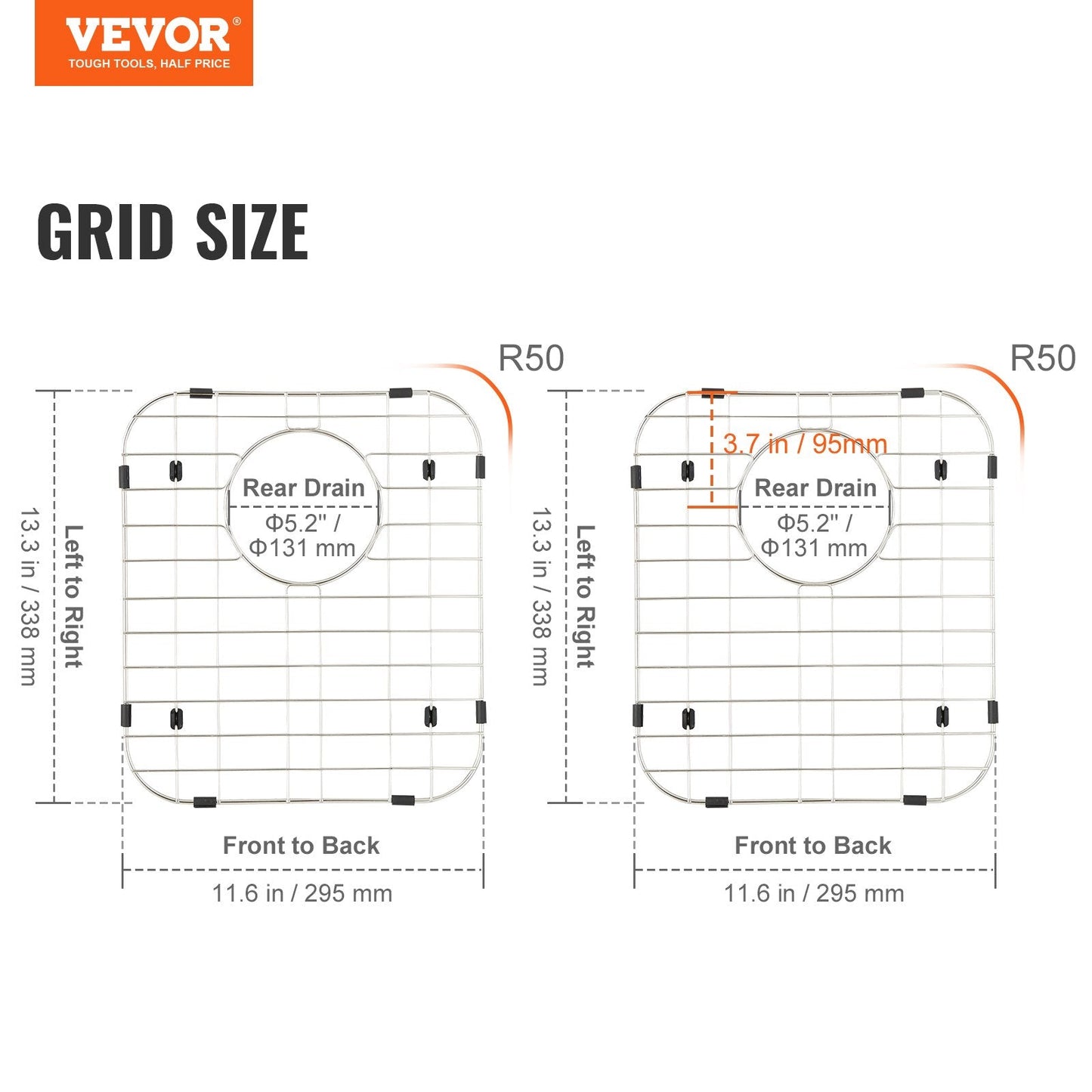 Stainless Steel Sink Protector Grids, 2 Pack, 0.33x0.29m, Universal Fit