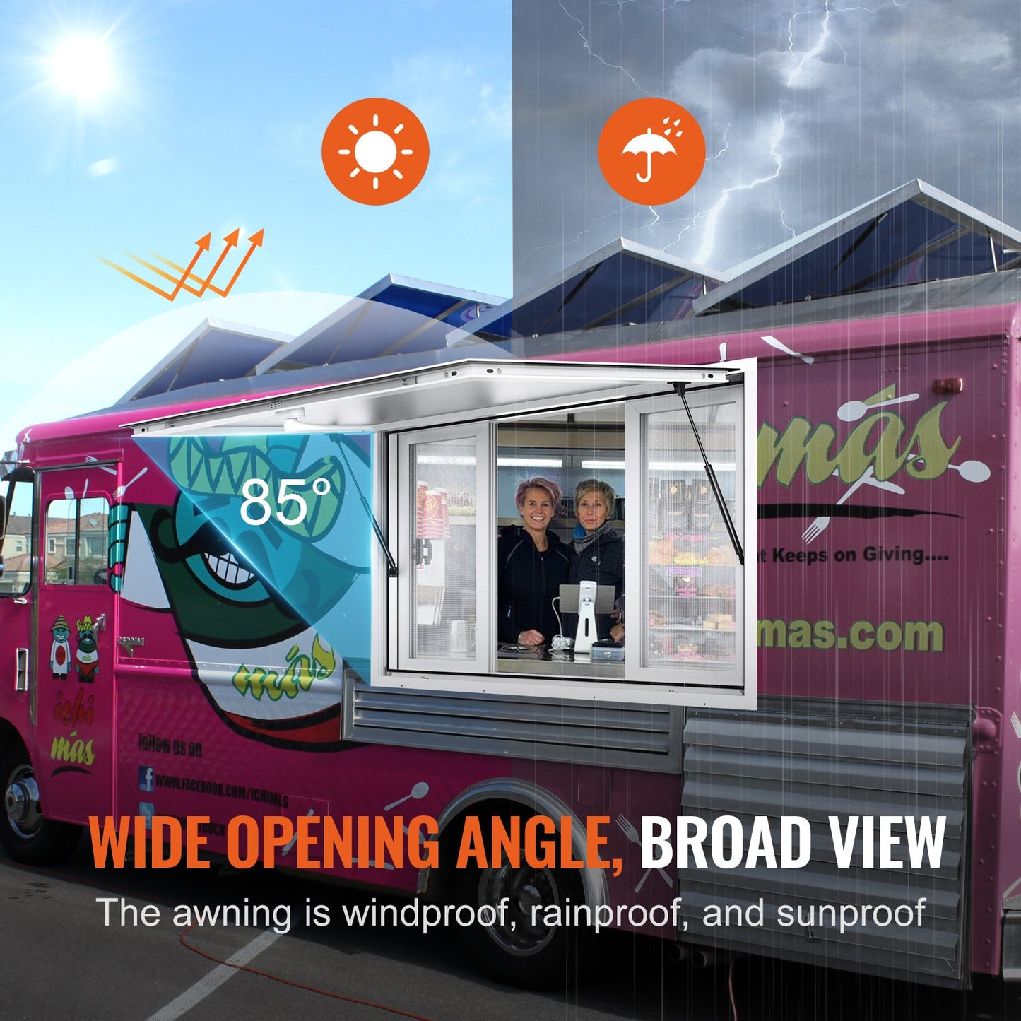 VEVOR Concession Window 48"x36", Aluminum Alloy Food Truck Service Window with 4