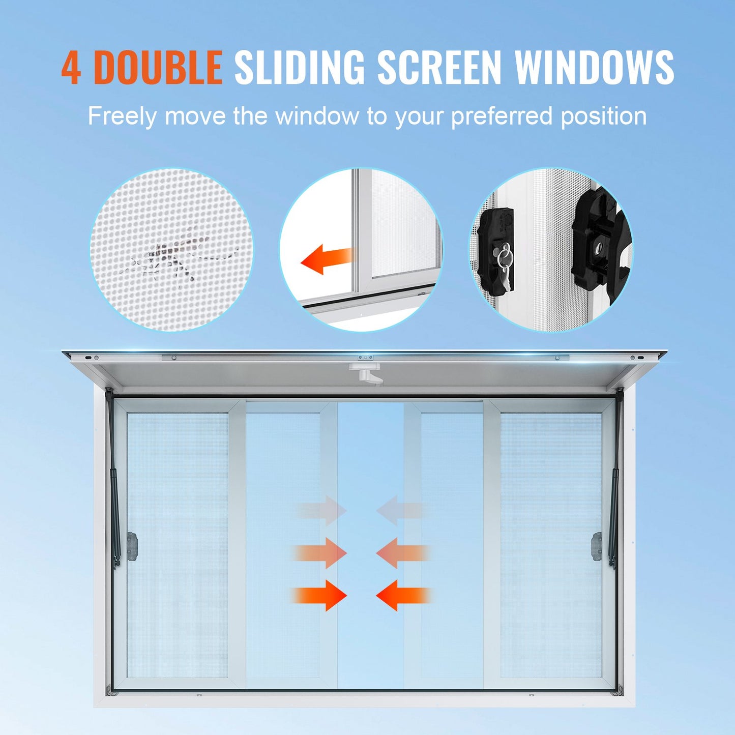 VEVOR Concession Window 152x91cm, Aluminum Alloy Food Truck Service Window with