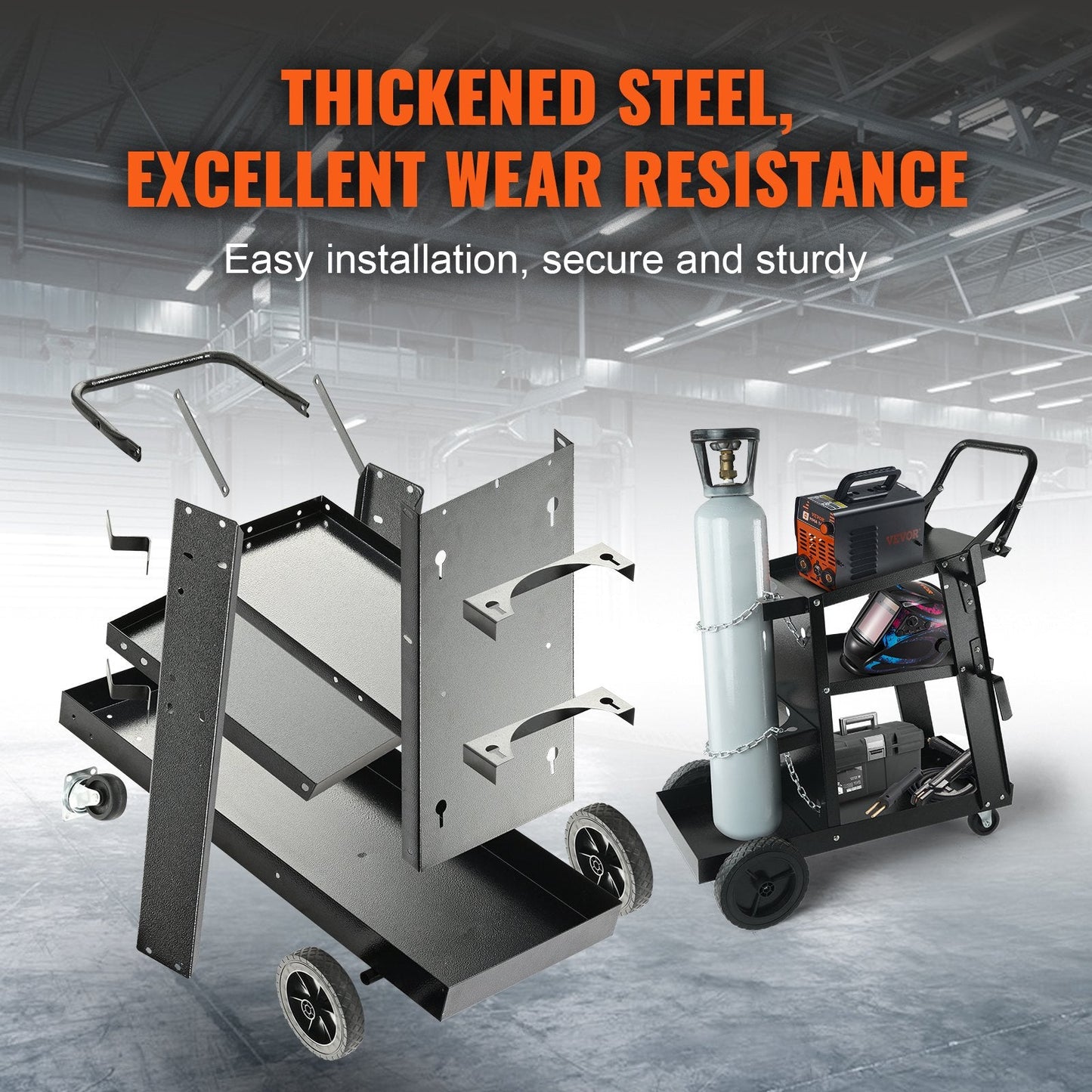 Heavy-Duty 3-Tier Welding Cart with 180 kg Capacity and Swivel Wheels