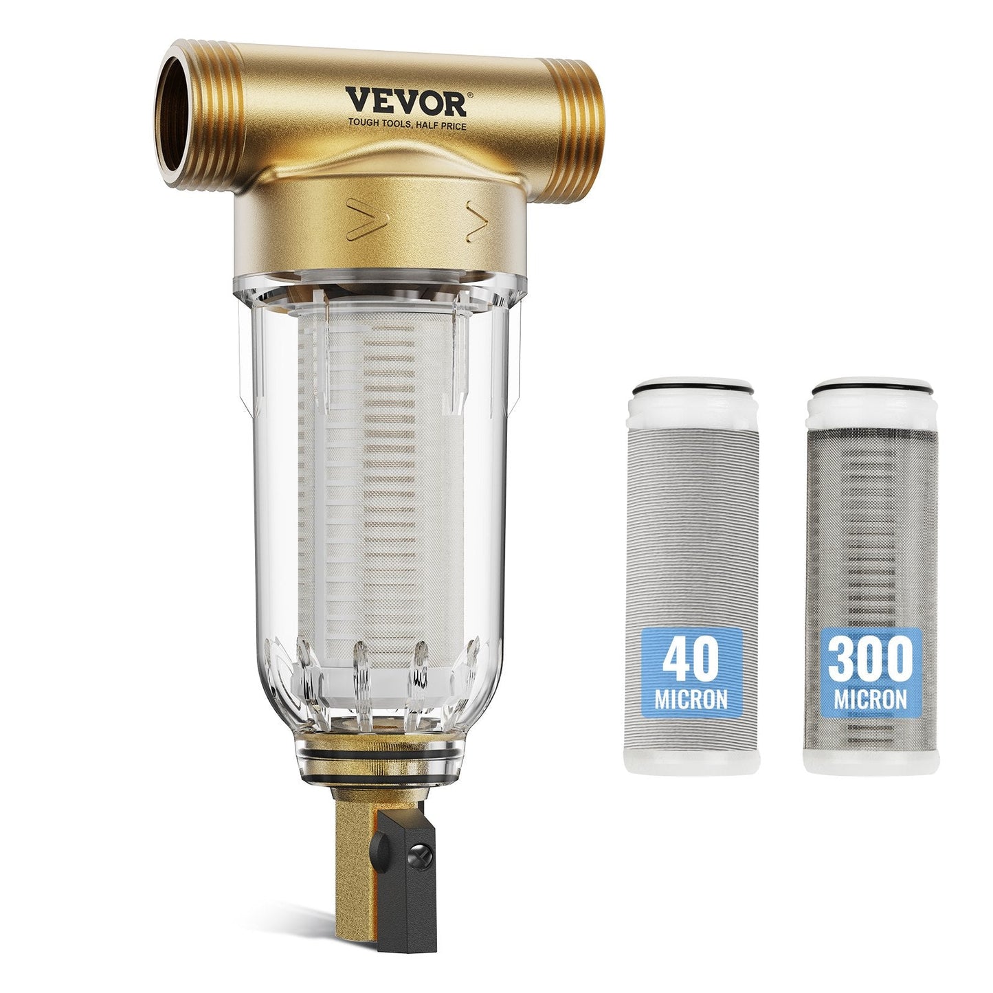Whole House Water Filter, 40+30 Micron, 0.78 kg, 0.97 x 0.66 x 1.98 m, High Flow