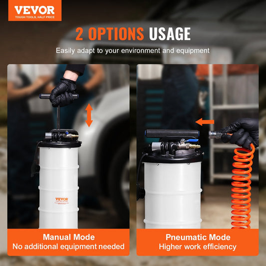 Dual-mode oil extractor works with compressed air for speed or manually without additional equipment