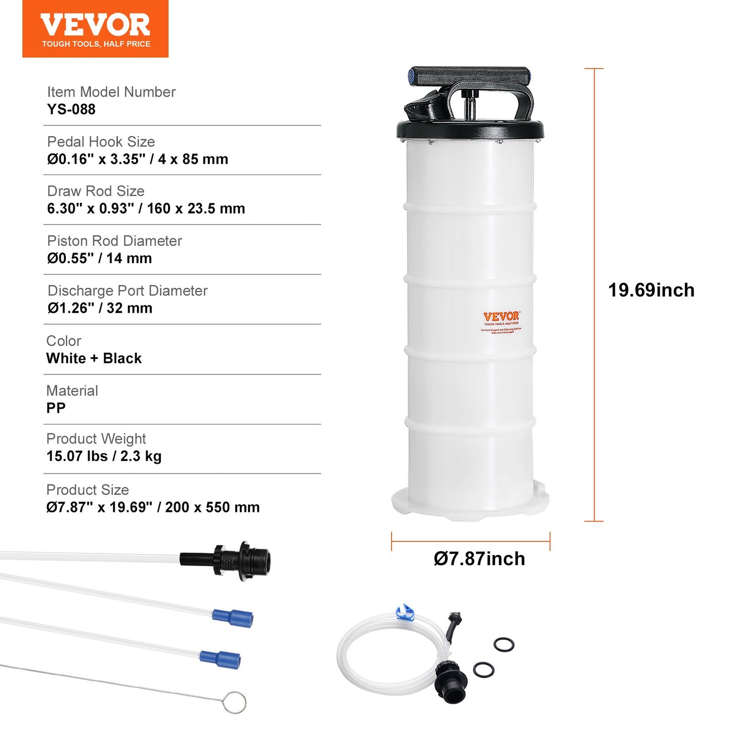 VEVOR Fluid Extractor, 6.5 Liters Capacity, Manual Hand-Operated Oil Changer Vacuum
