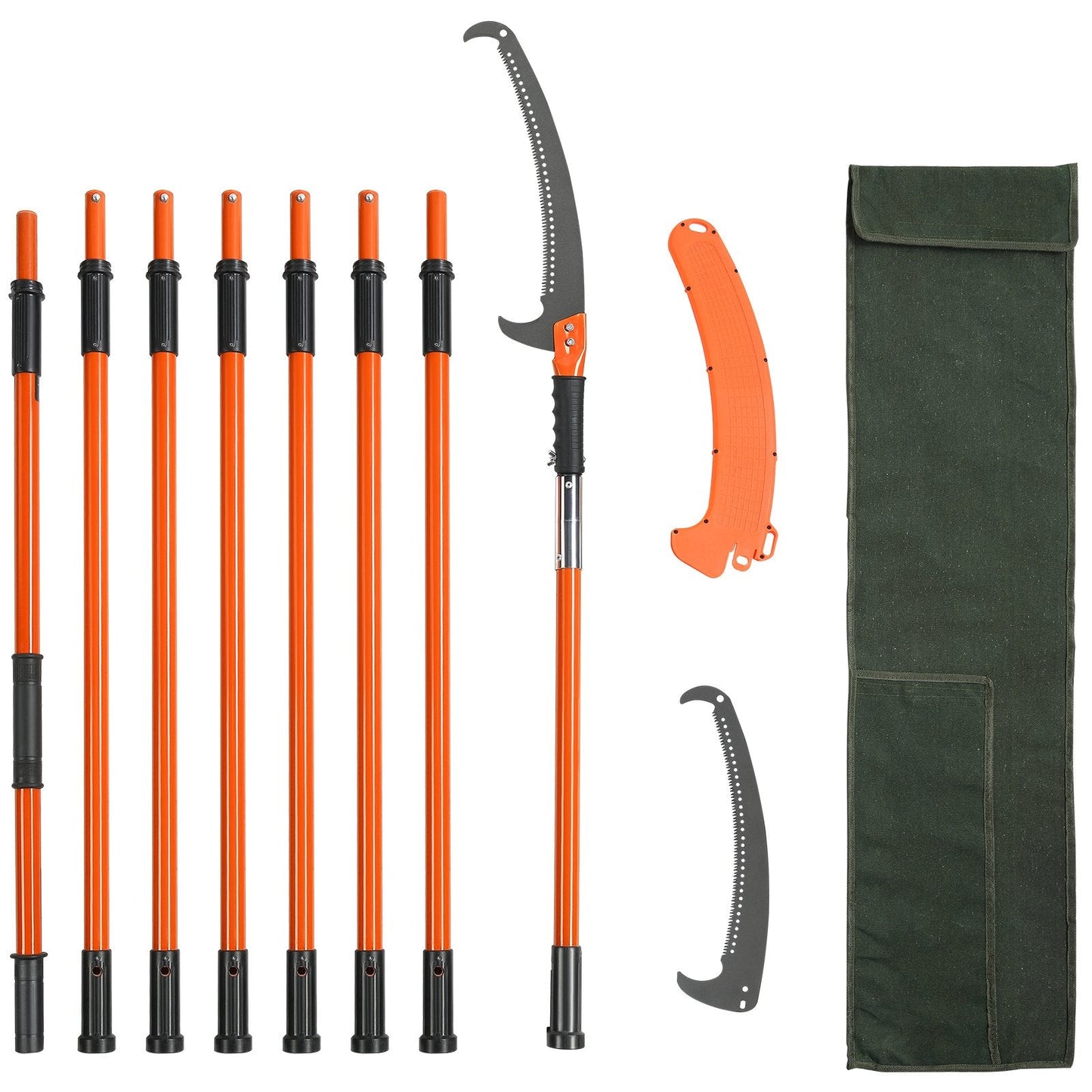 Extendable Manual Pole Saw, 2.24-8.24m Tree Pruner with Sharp Steel Blade