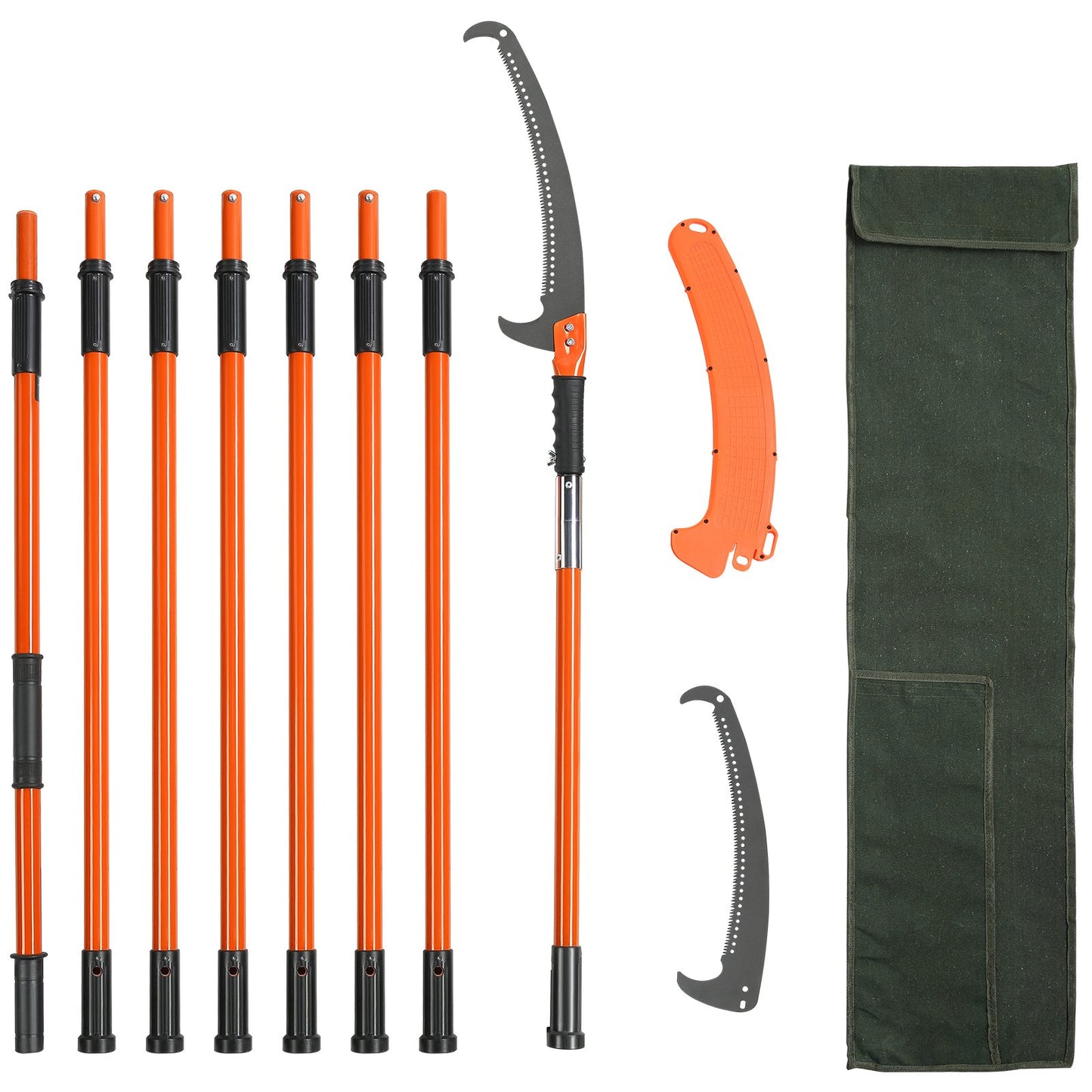 VEVOR Manual Pole Saw, 2.24 m-8.24 m Extendable Tree Pruner, Sharp Steel Blade High
