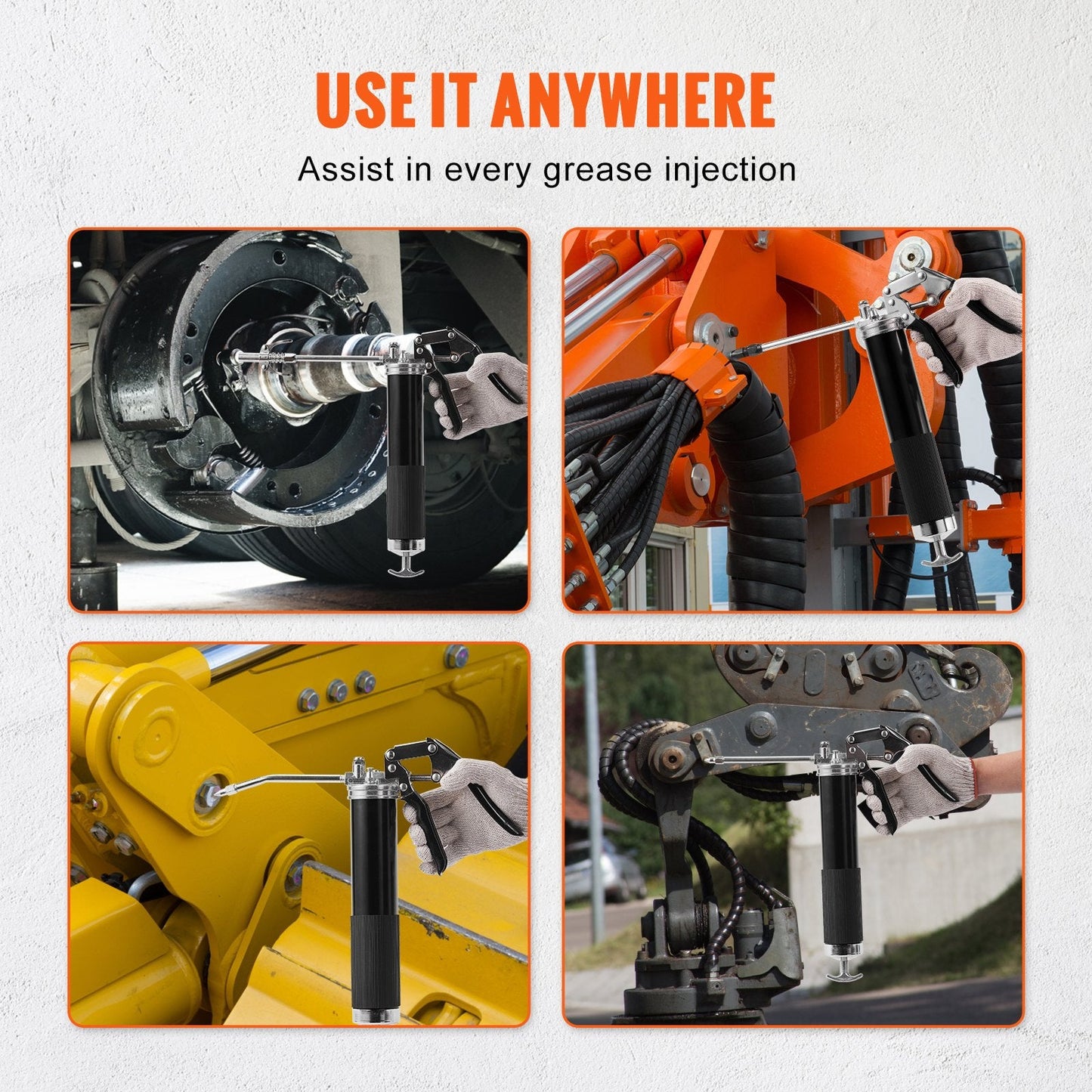 Heavy Duty Pistol Grip Grease Gun with 0.5m Hose and 400 CC Capacity