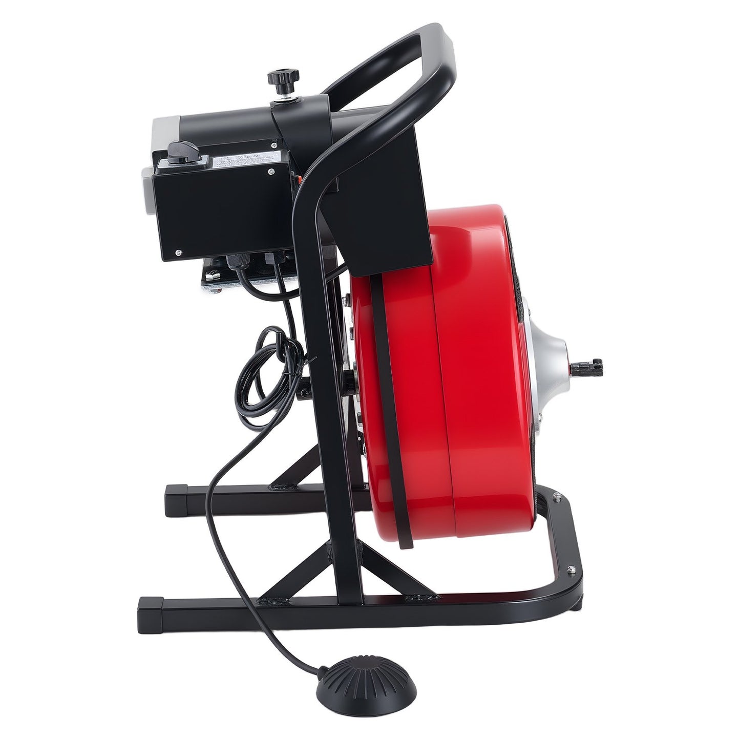 Drain Cleaner Machine 15m x 13mm, Manual Feed Sewer Snake Auger with 4 Cutters & Air-Activated Foot Switch for 50mm to 150mm Pipes