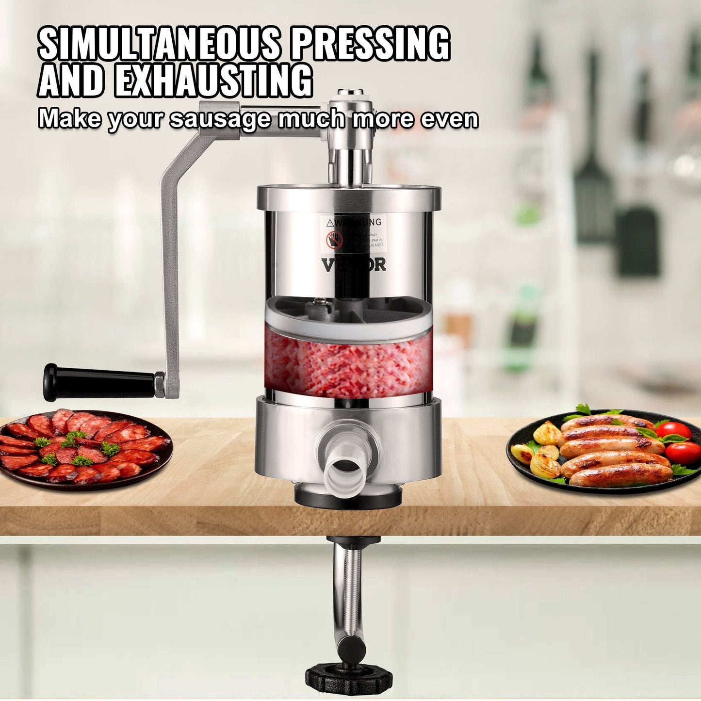 Stainless Steel 1.5L Sausage Stuffer with Air Valve & Comfortable Handle