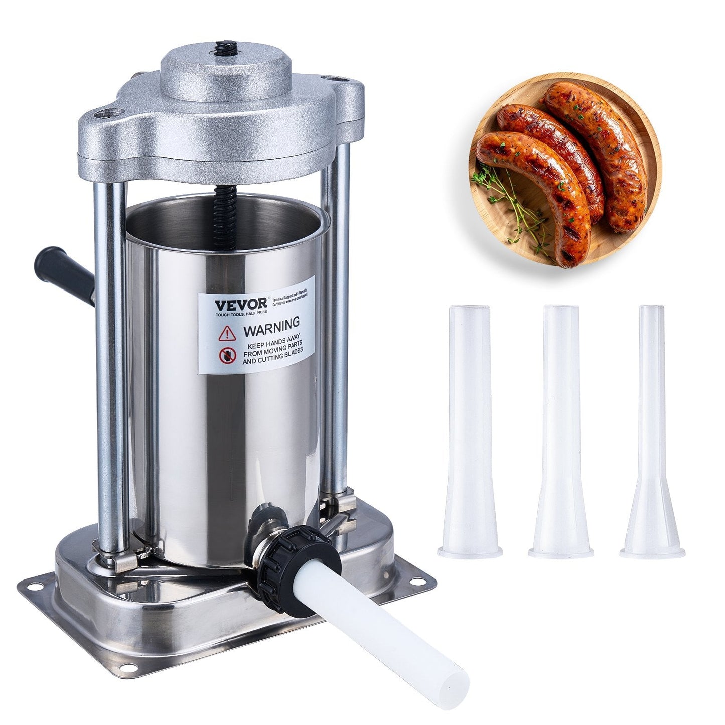 Manual Vertical Sausage Stuffer, 2 L Capacity, 304 Stainless Steel Construction