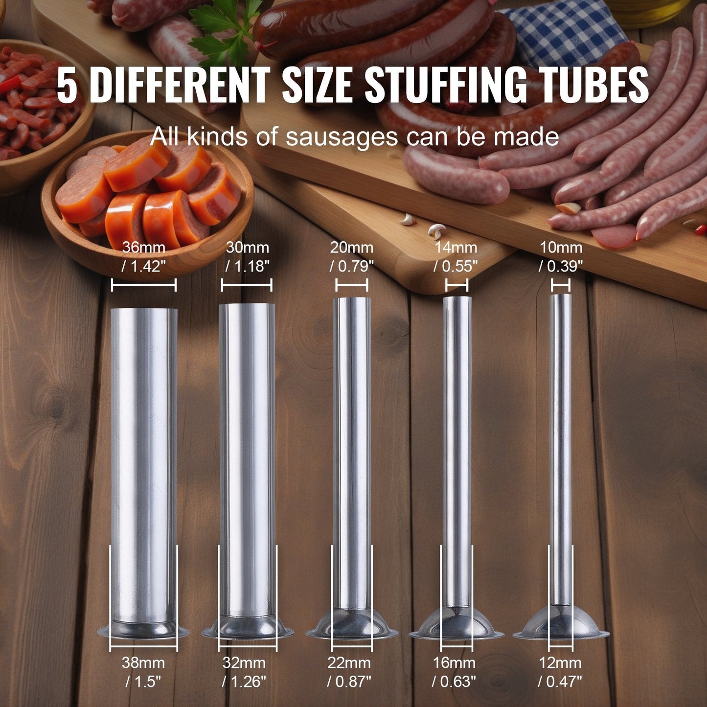 7L Vertical Sausage Stuffer, Stainless Steel, Manual, 11.9 kg Capacity