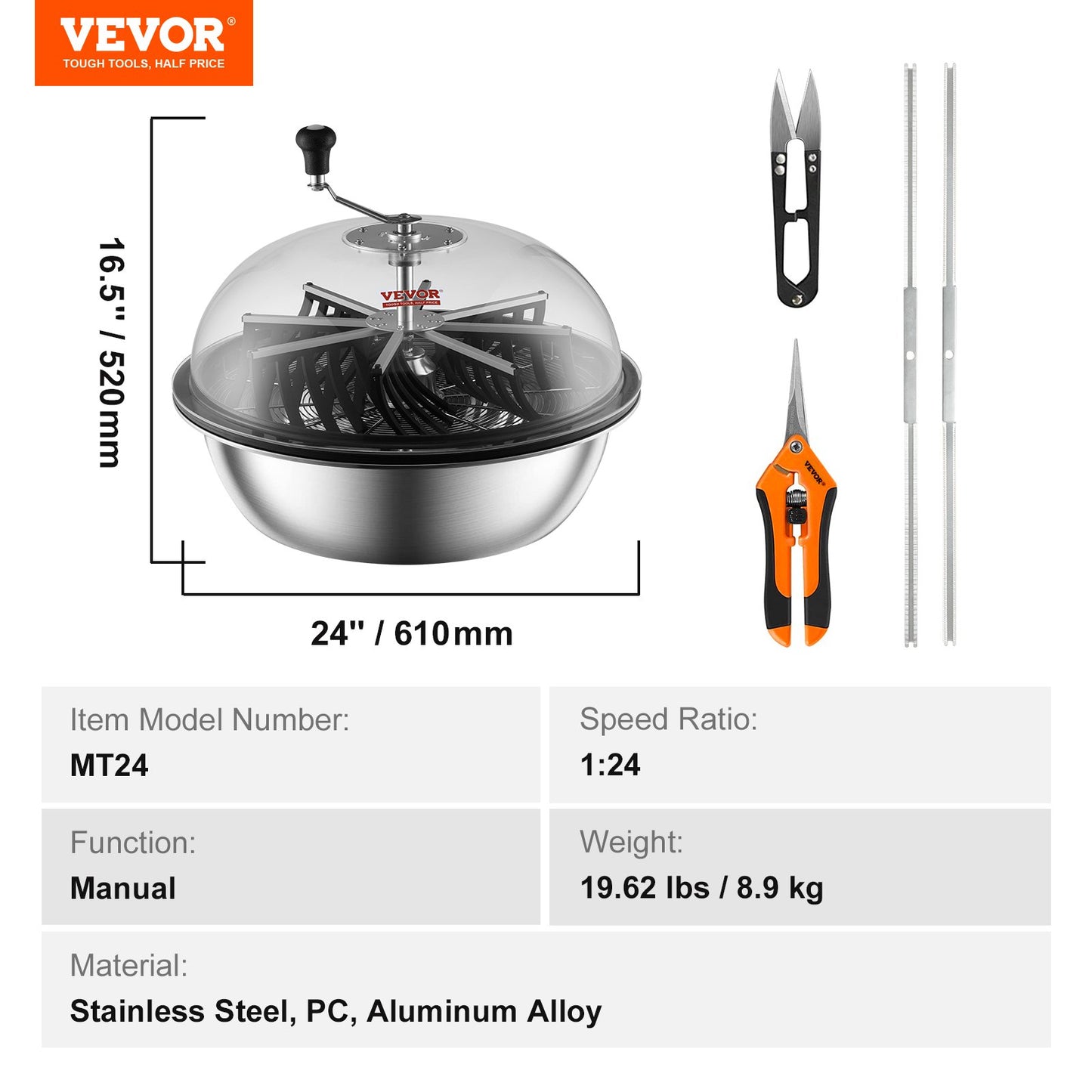 VEVOR Bud Leaf Trimmer 24 inch Stainless Steel Manual Bud Trimmer Machine
