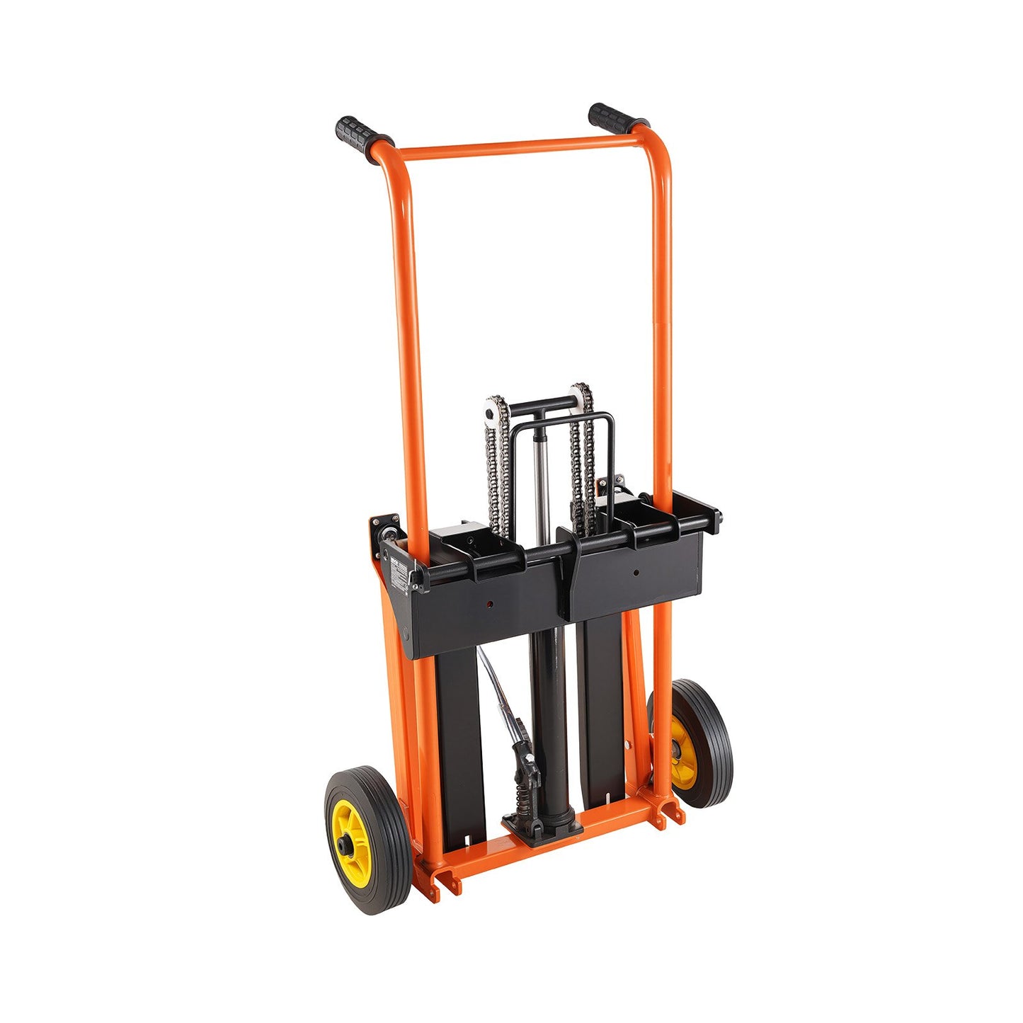 Hydraulic Material Lift Winch Stacker, 205 kg Load Capacity, Pallet Truck Dolly with Fork Lift Table, 1000 mm Max Lifting Height, Foldable & Portable Pallet Jack Table Cart, Orange & Black