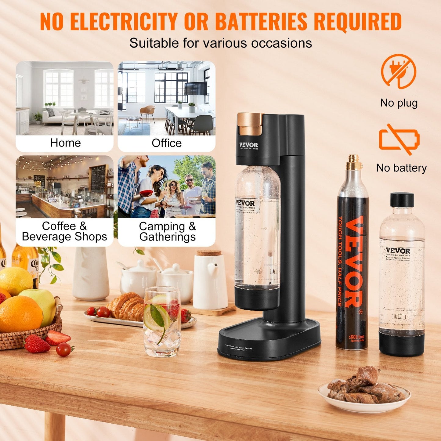 Home Soda Maker Kit with CO2 Cylinder & BPA-Free Bottles, 2.09 kg, 0.25 m x 0.14 m x 0.43 m