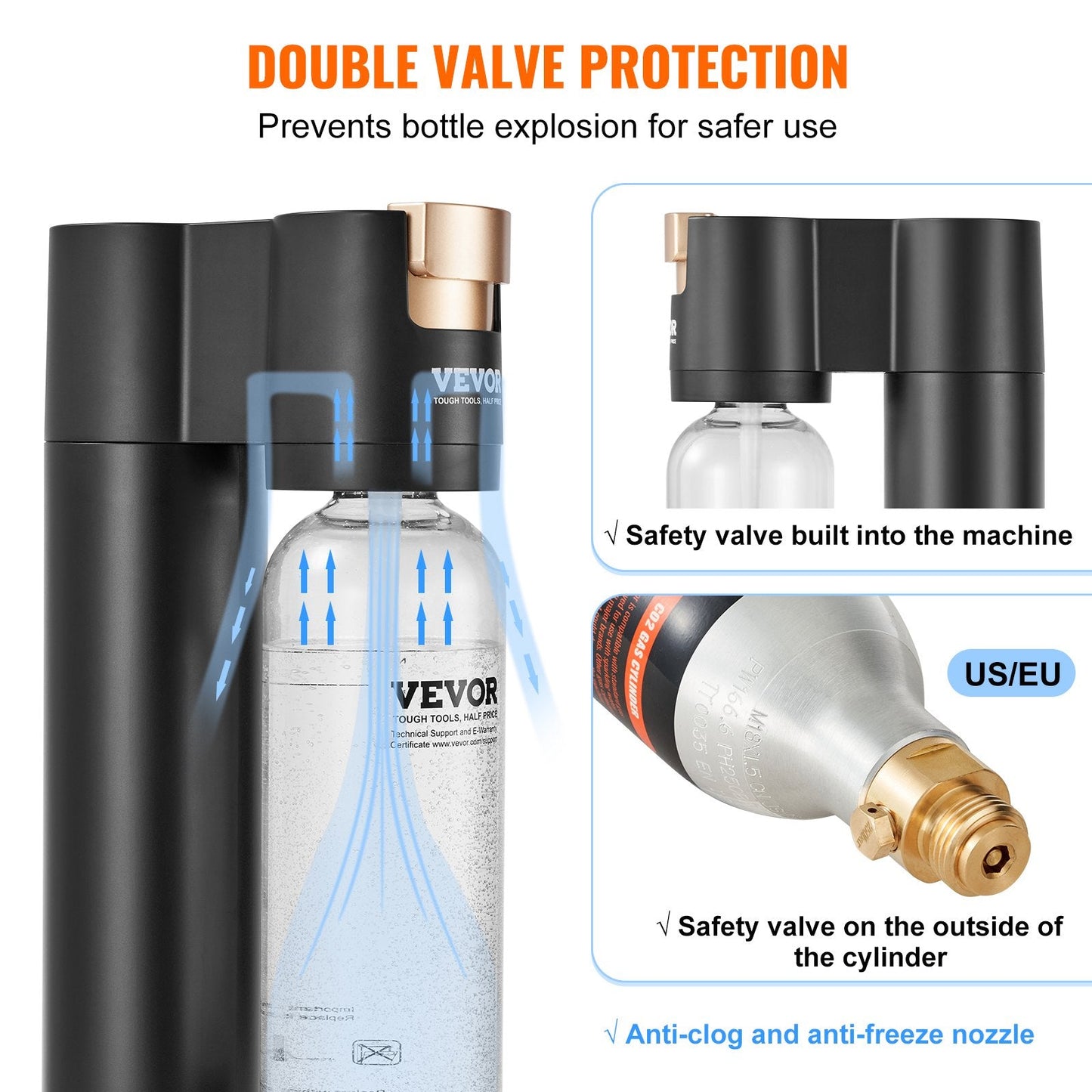 Home Soda Maker with 2 CO2 Cylinders & BPA-Free 1L Bottle, 2.62 kg, 0.25m High