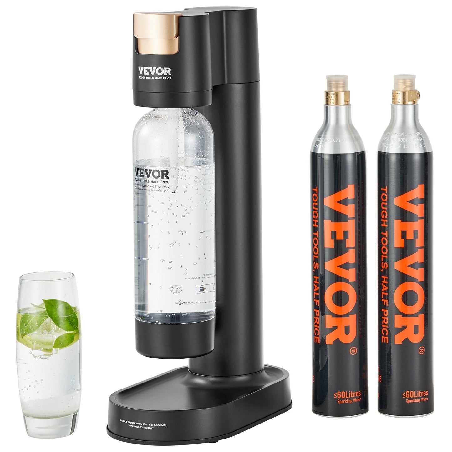 Home Soda Maker with 2 CO2 Cylinders & BPA-Free 1L Bottle, 2.62 kg, 0.25m High