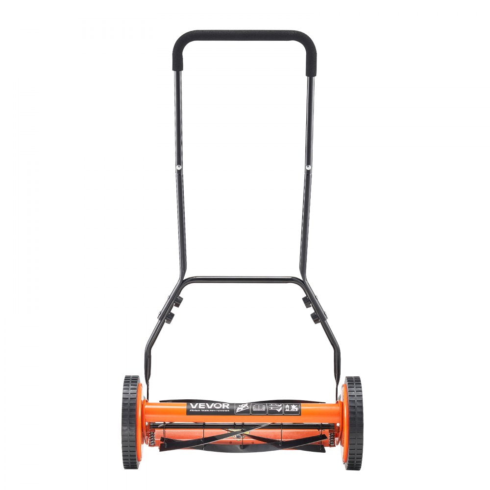 VEVOR 45cm Push Reel Lawn Mower 5-Blade Adjustable Height Grass Catcher 4-Wheel