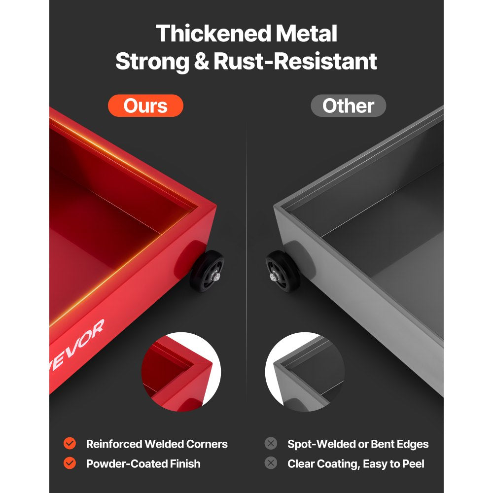 Low Profile Oil Drain Pan, 75.7 L Capacity, Rolling Oil Drain Pan with Manual Pump, 2.2 m Hose & T Folding Handle, Leak-proof & Corrosion-resistant, Fit for Cars, SUVs, Trucks, ATVs, Red