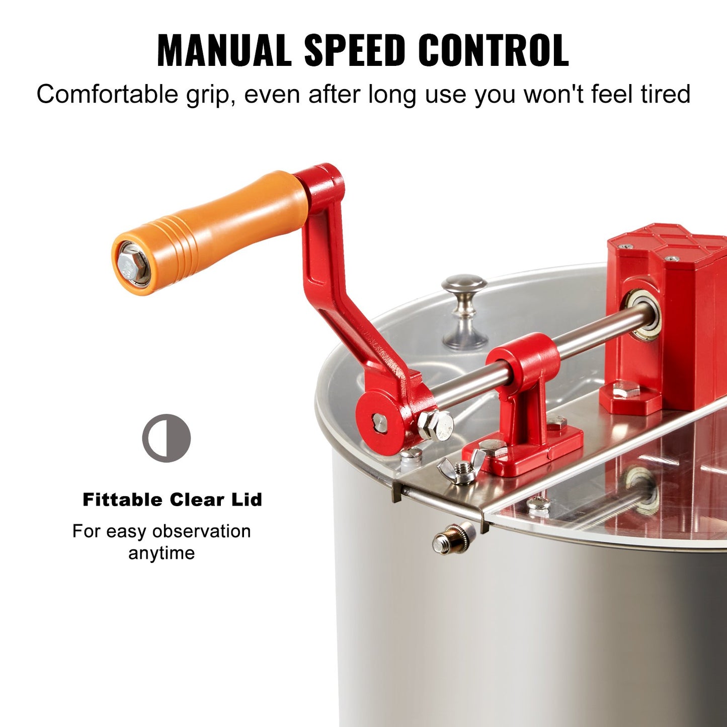 VEVOR Manual Honey Extractor, 3 Frames Honey Spinner Extractor, Stainless Steel