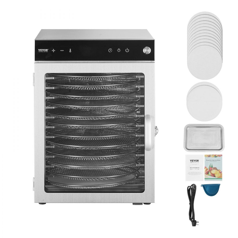 VEVOR 12 Trays Rotary Food Dehydrator Machine Stainless Steel 800W Fruit Drying