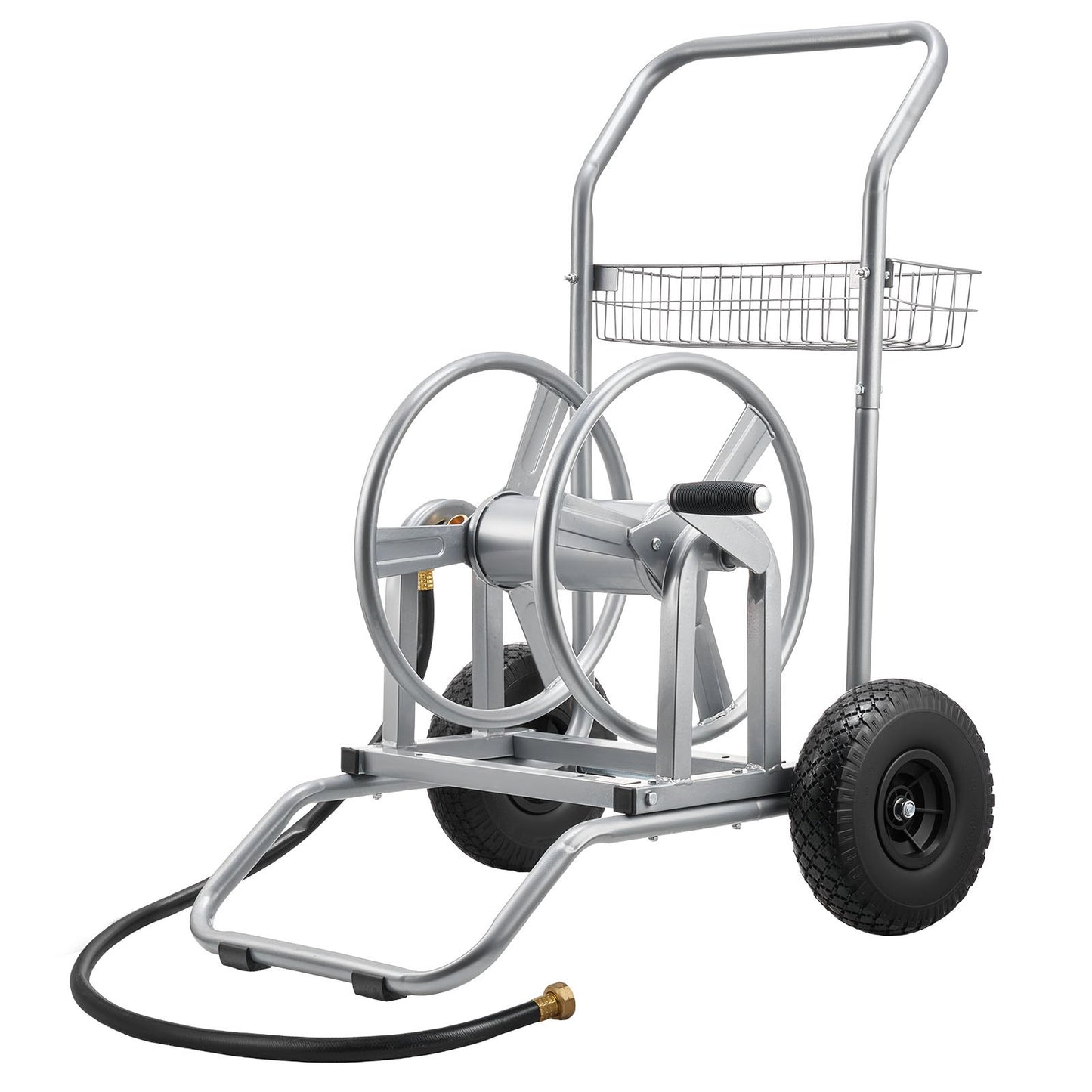 Water Hose Reel Cart, 6096/9144 cm High-Pressure Garden Hose Cart, Hoses Reel Carts with Two Wheels, Handle & Heavy-Duty Mesh Storage Basket, Dual-Purpose Portable Hoses Reels for Garden, Car