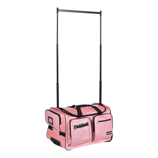 VEVOR 23 Inch Dance Bag with Garment Rack Rolling Dance Duffle for Travel Pink