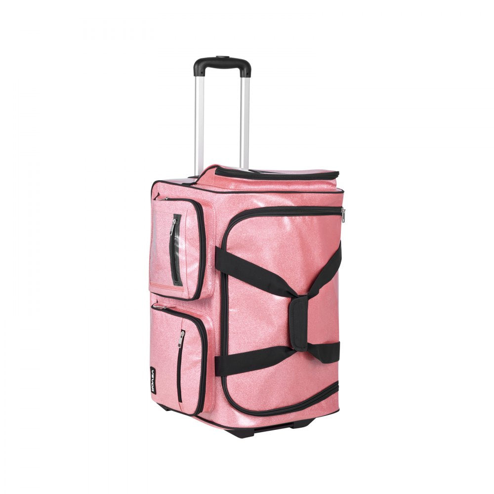 VEVOR 23 Inch Dance Bag with Garment Rack Rolling Dance Duffle for Travel Pink