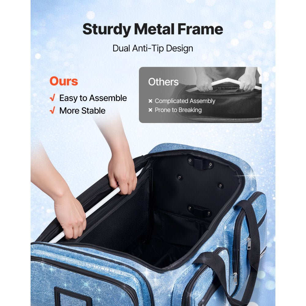 VEVOR 29 Inch Dance Bag with Garment Rack Rolling Dance Duffle for Travel Blue