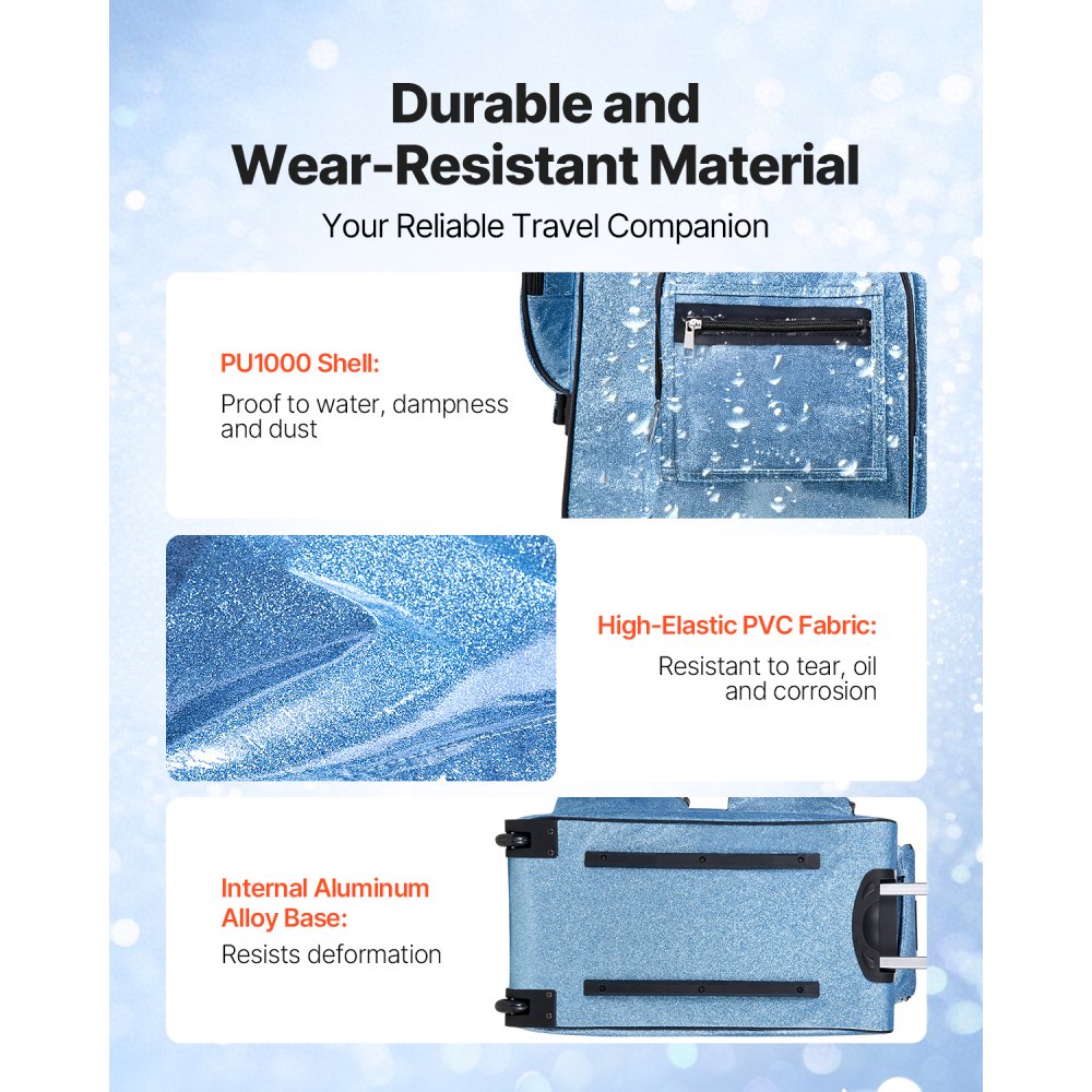 VEVOR 29 Inch Dance Bag with Garment Rack Rolling Dance Duffle for Travel Blue