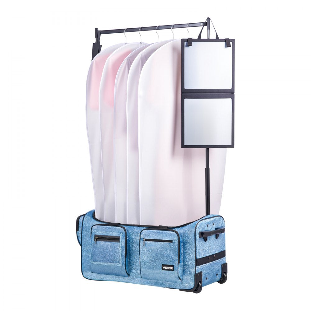 VEVOR 29 Inch Dance Bag with Garment Rack Rolling Dance Duffle for Travel Blue