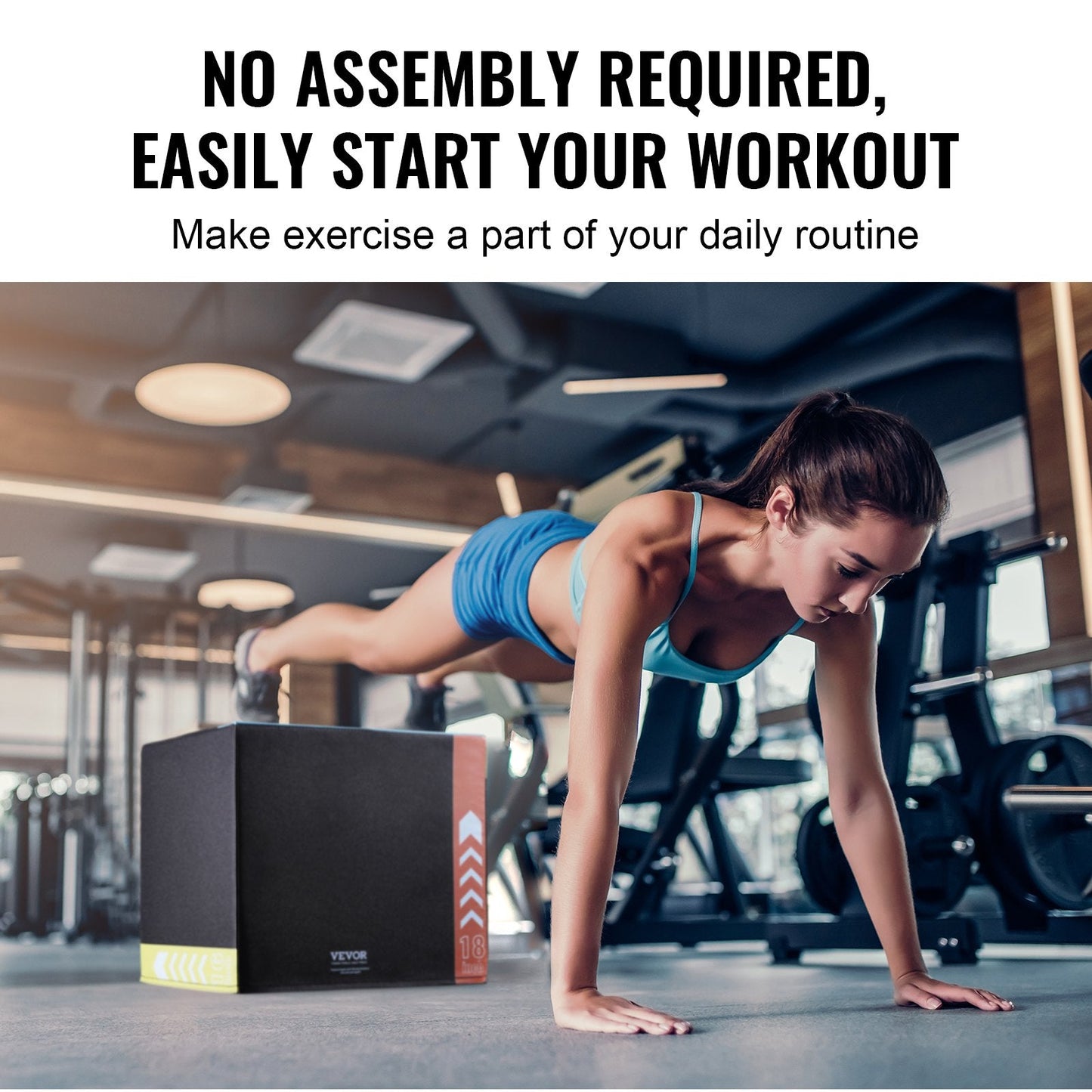 3-in-1 Adjustable Plyometric Box, Cotton Fitness Step for Home Gym, Black