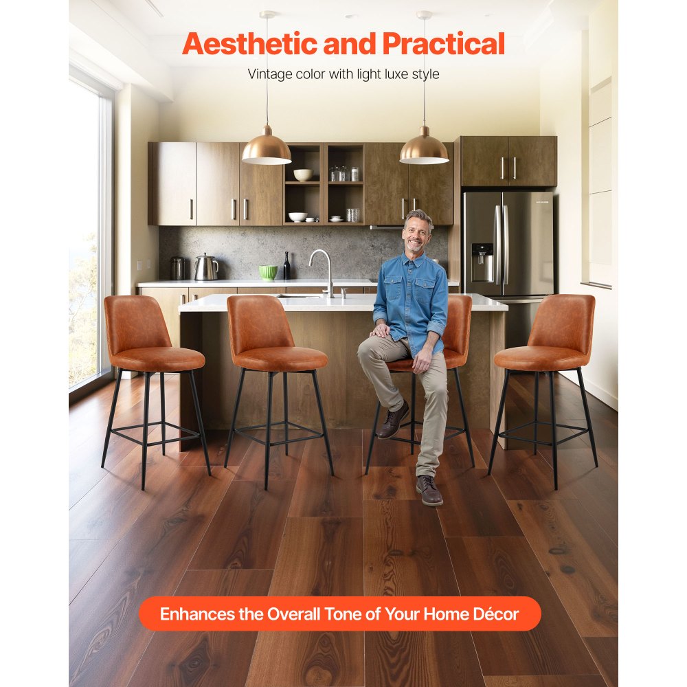 69cm Bar Stool Modern Counter Height Barstool Swivel Kitchen Chair 2 Set