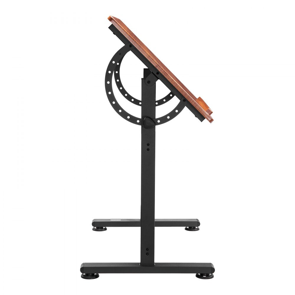 Drafting Table Adjustable 0°–90° Tilt Wooden Drawing Desk with H-Frame