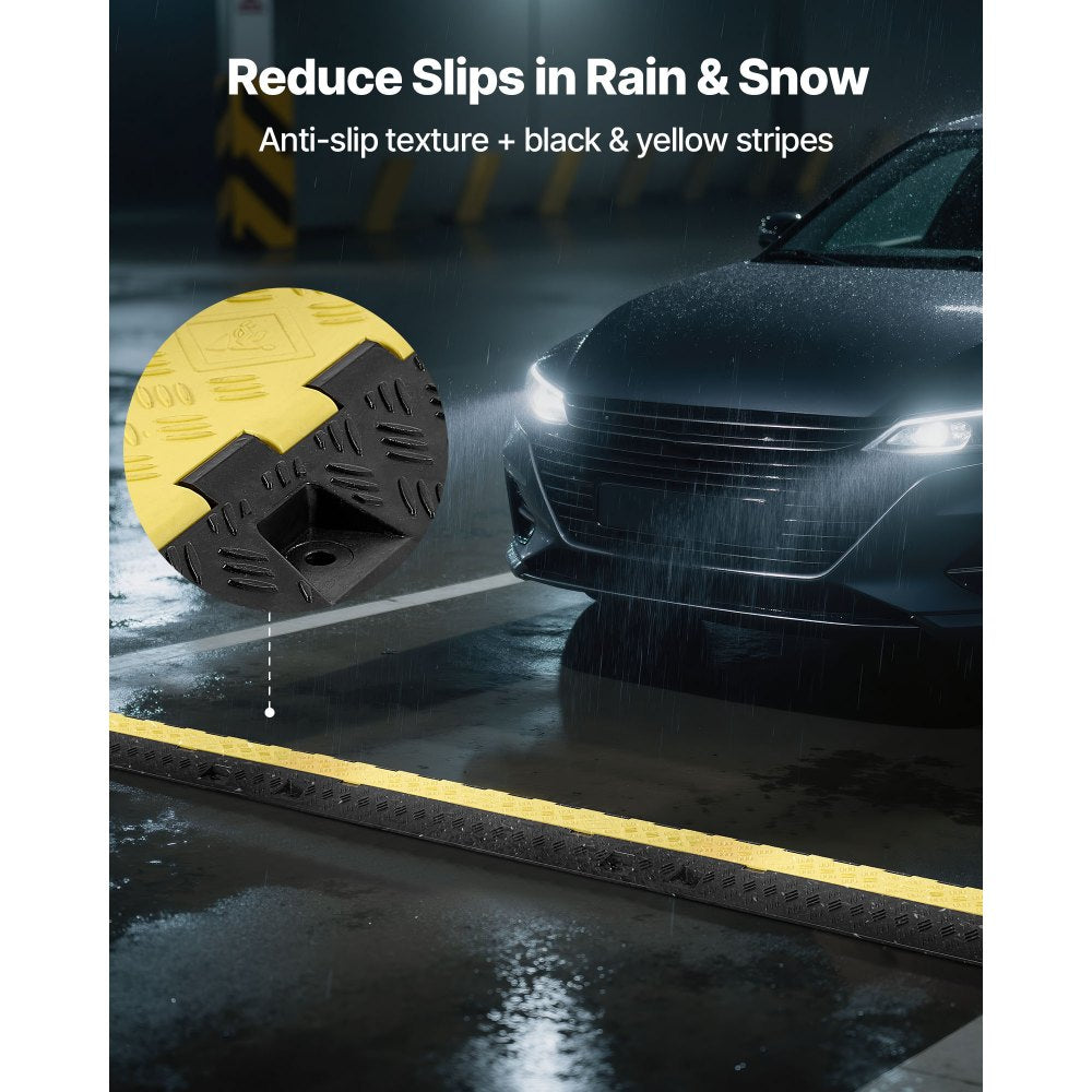 Cable Protector Ramp, 9,979 kg/axle Capacity, 2 Channel Heavy Duty TPU Cord Hose Wire Cover, 31 x 28 mm Channel, Traffic Speed Bump with Flip-Open Top Cover, for Indoor & Outdoor Use, 3 Pack