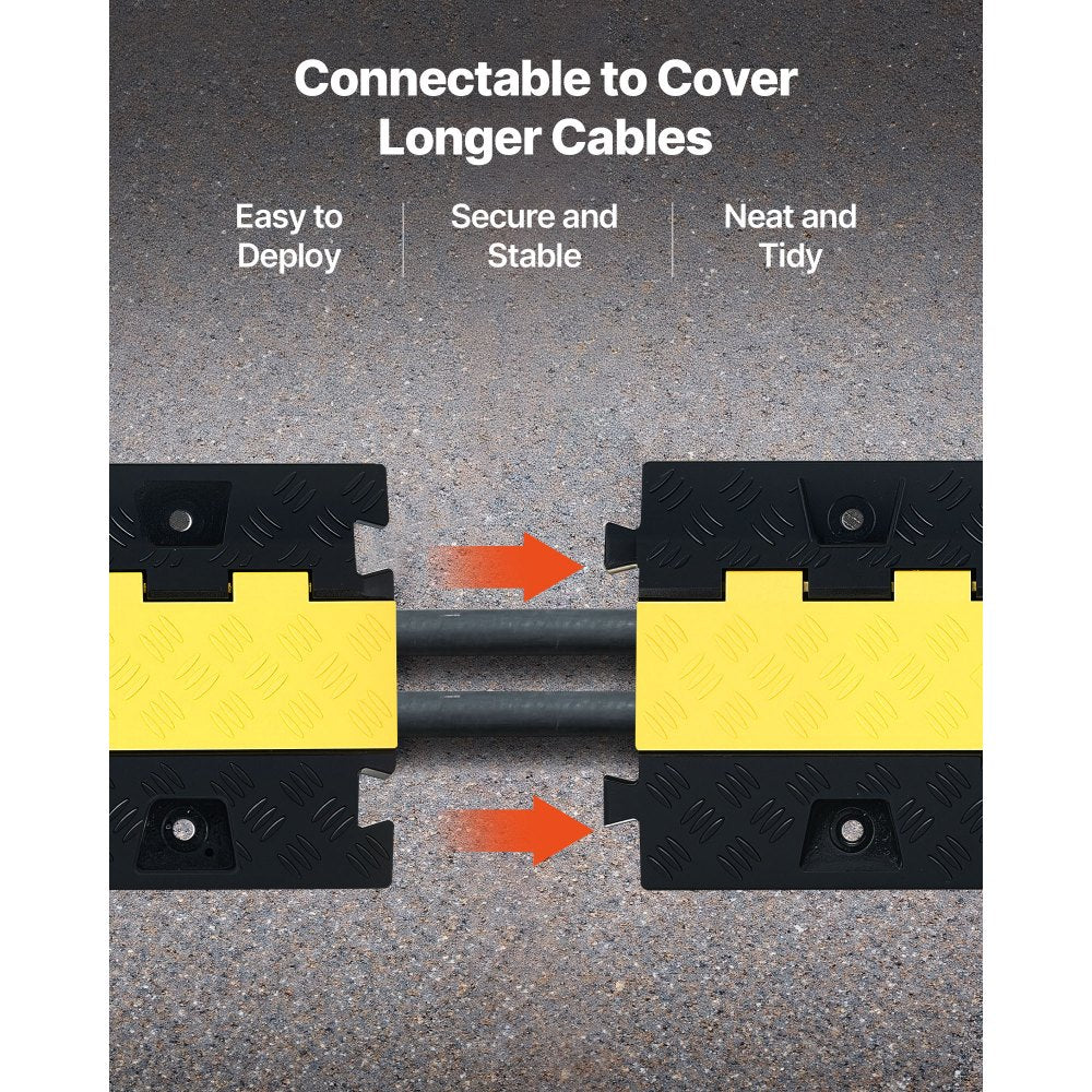 Cable Protector Ramp, 9,979 kg/axle Capacity, 2 Channel Heavy Duty TPU Cord Hose Wire Cover, 31 x 28 mm Channel, Traffic Speed Bump with Flip-Open Top Cover, for Indoor & Outdoor Use, 3 Pack