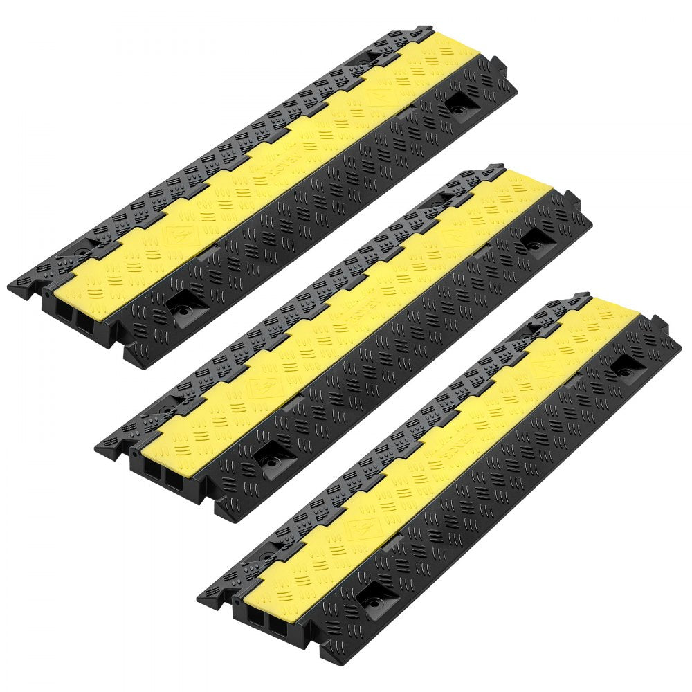 Cable Protector Ramp, 9,979 kg/axle Capacity, 2 Channel Heavy Duty TPU Cord Hose Wire Cover, 31 x 28 mm Channel, Traffic Speed Bump with Flip-Open Top Cover, for Indoor & Outdoor Use, 3 Pack