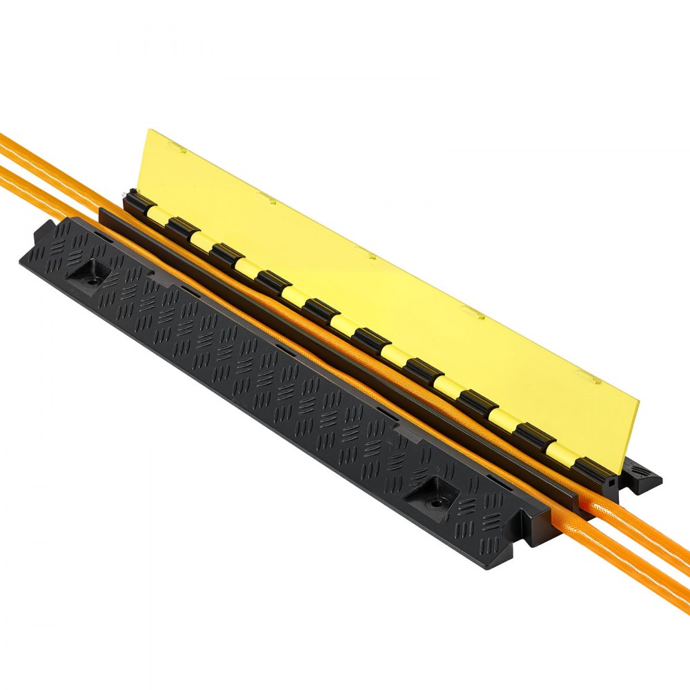 Cable Protector Ramp, 9,979 kg/axle Capacity, 2 Channel Heavy Duty TPU Cord Hose Wire Cover, 31 x 28 mm Channel, Traffic Speed Bump with Flip-Open Top Cover, for Indoor & Outdoor Use, 3 Pack