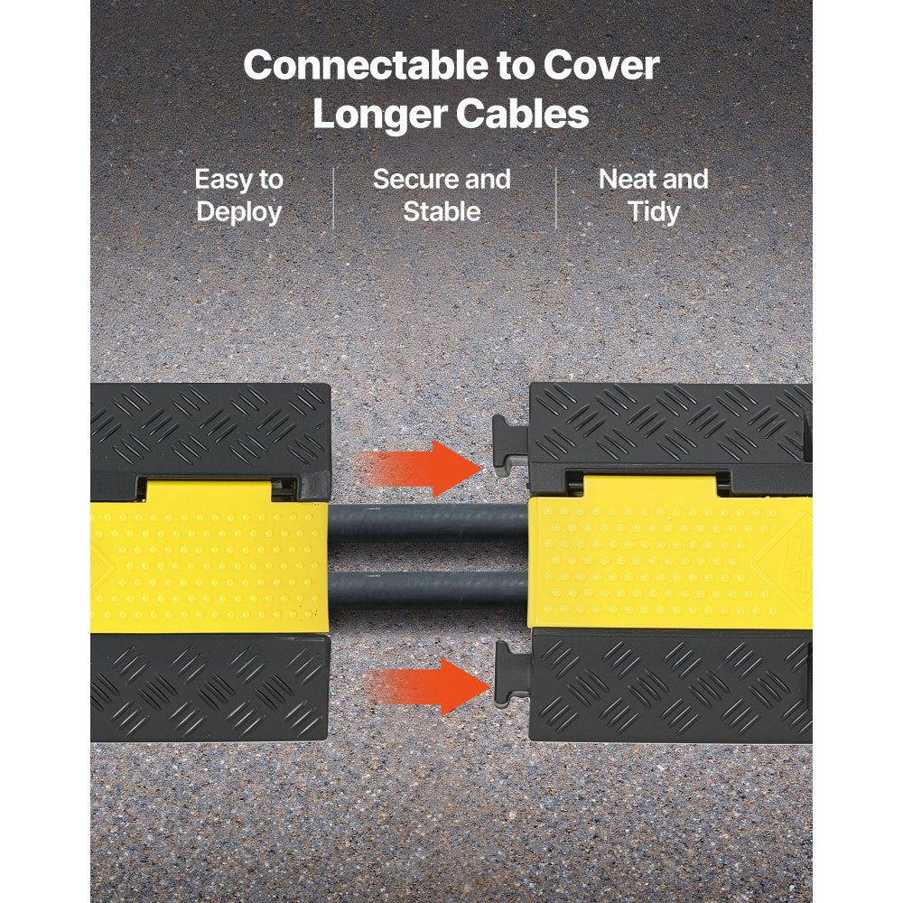 Cable Protector Ramp, 9,979 kg/axle Capacity, 2 Channel Heavy Duty Rubber Cord Hose Wire Cover, 32 x 31 mm Channel, Traffic Speed Bump with Flip-Open Top Cover, for Indoor Outdoor Use, 1 Pack