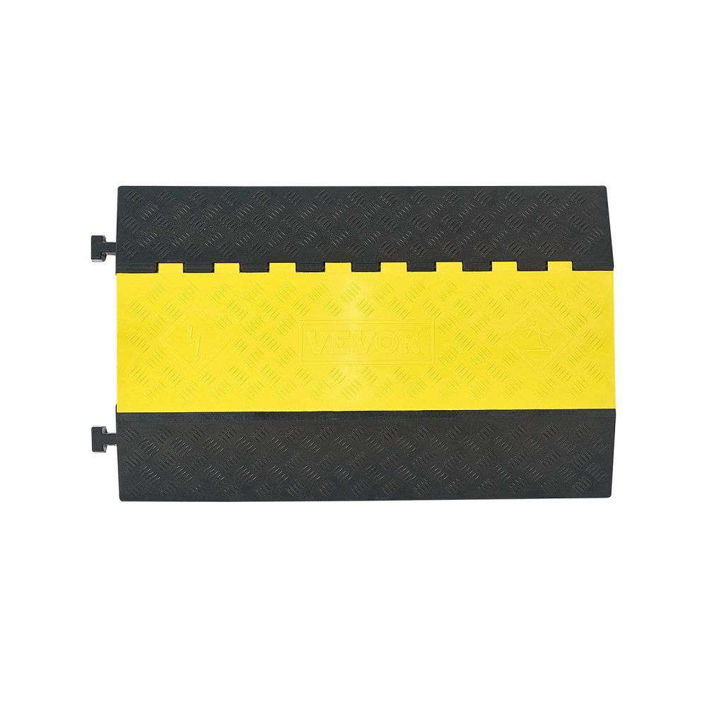 Cable Protector Ramp, 9,979 kg/axle Capacity, 2 Channel Heavy Duty Rubber Cord Hose Wire Cover, 100 x 75 mm Channel, Traffic Speed Bump with Flip-Open Top Cover, for Indoor Outdoor Use, 1 Pack