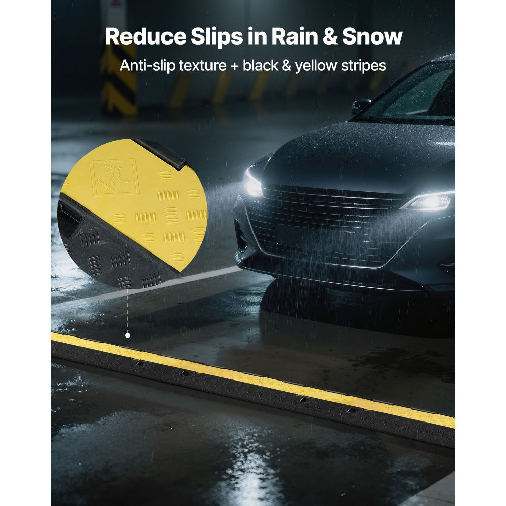 Cable Protector Ramp, 9,979 kg/axle Capacity, 2 Channel Heavy Duty Rubber Cord Hose Wire Cover, 55 x 50 mm Channel, Traffic Speed Bump with Flip-Open Top Cover, for Indoor Outdoor Use, 1 Pack