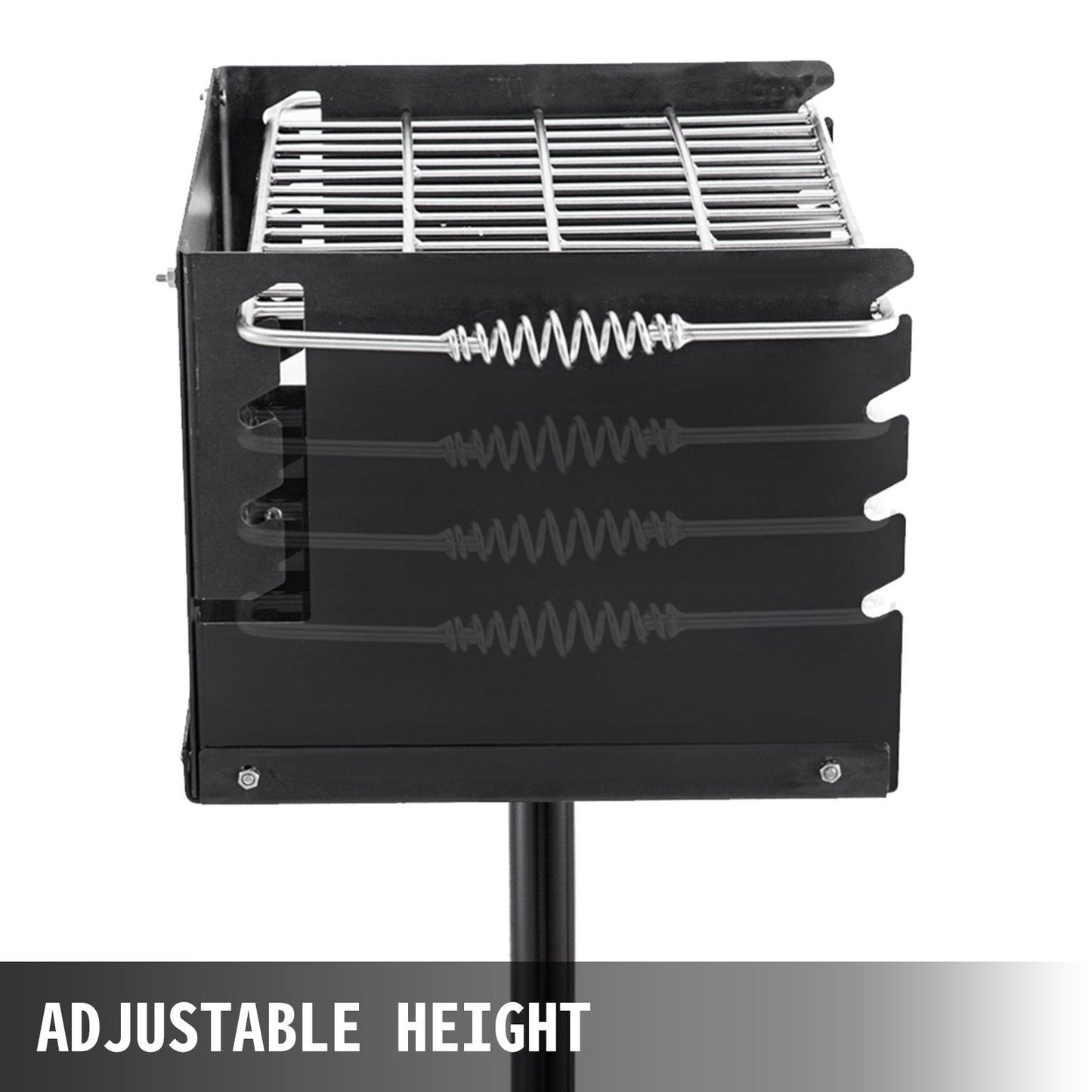 Outdoor Park Charcoal Grill, 0.4 x 0.4 m, Adjustable Height, Carbon Steel
