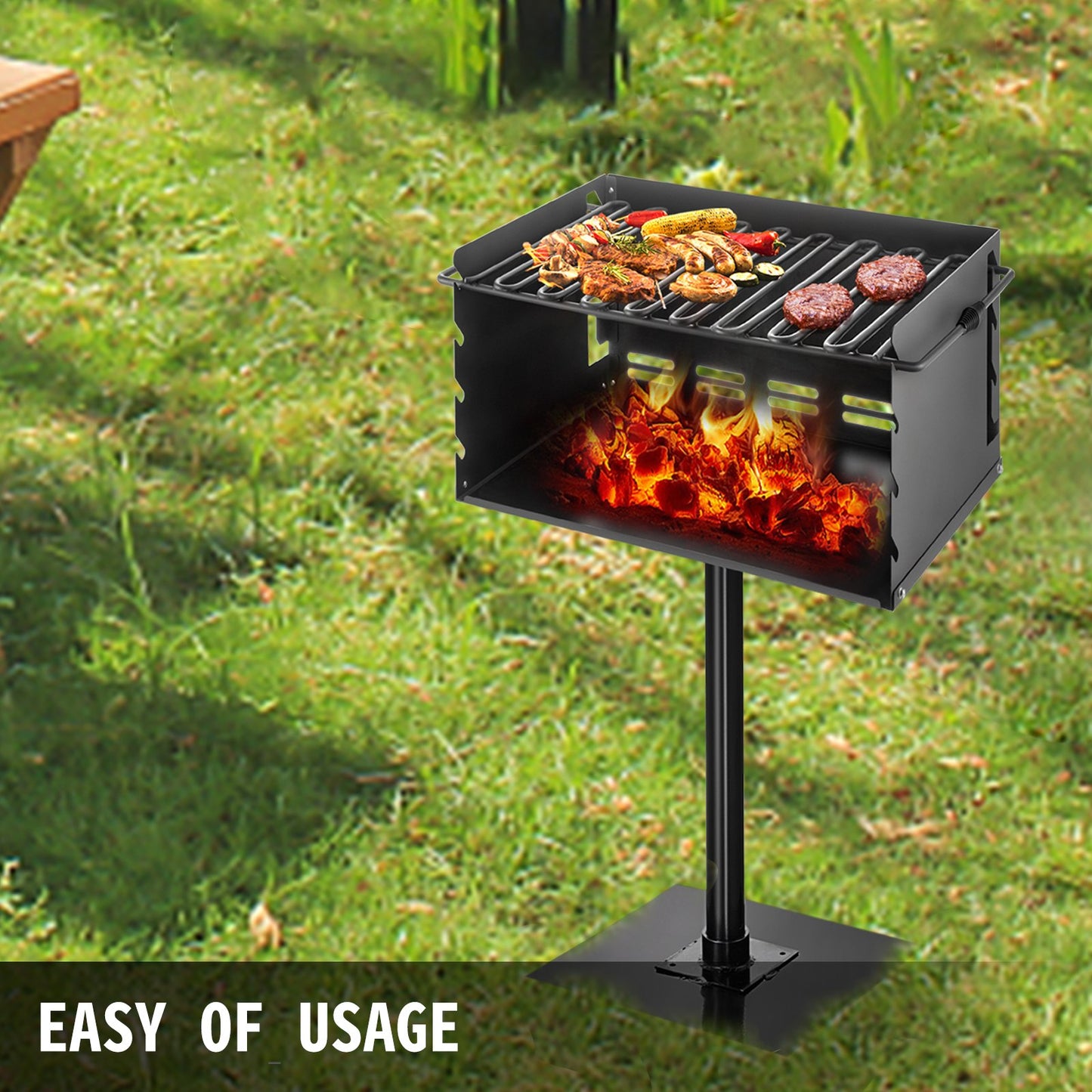 VEVOR Outdoor Park Style Grill, 20 x 14 Inch Park Style Charcoal Grill, Carbon Steel