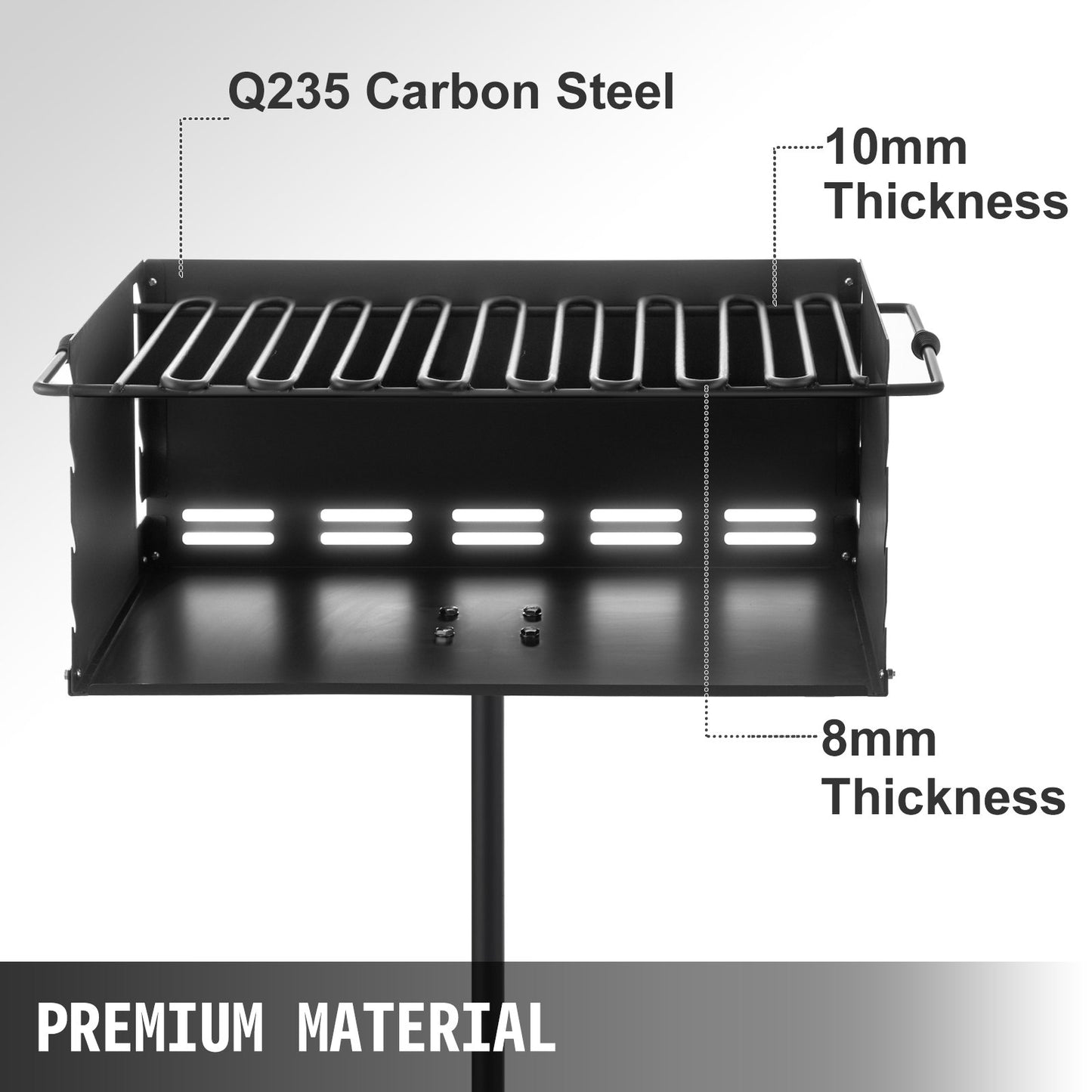 VEVOR Outdoor Park Style Grill 24 x 16 Inch Park Style Charcoal Grill Carbon Steel