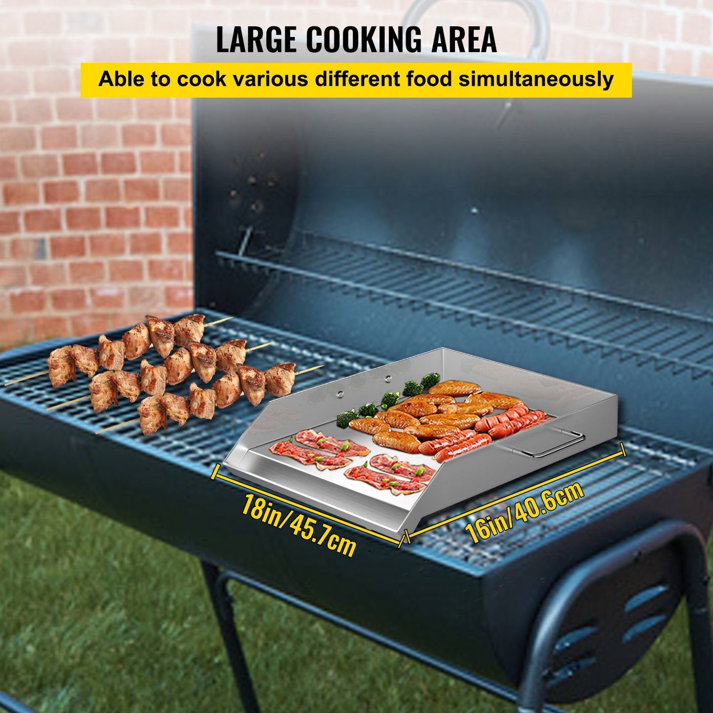 Stainless Steel Griddle Plate, 0.4m x 0.45m, for BBQs, Camping, and Tailgating