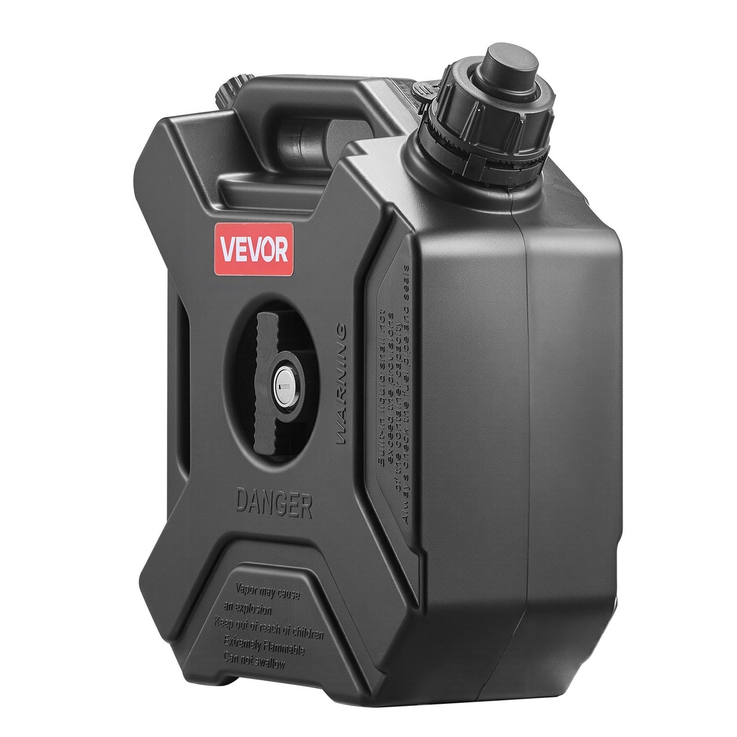 Fuel Container, 5 L, Gas Can with Spout and Lockable Bracket, 15 L/min Max Flow Rate, Secure & Leak-proof, Portable Flat Fluid Container for Most Cars Motorcycle ATV UTV, Black