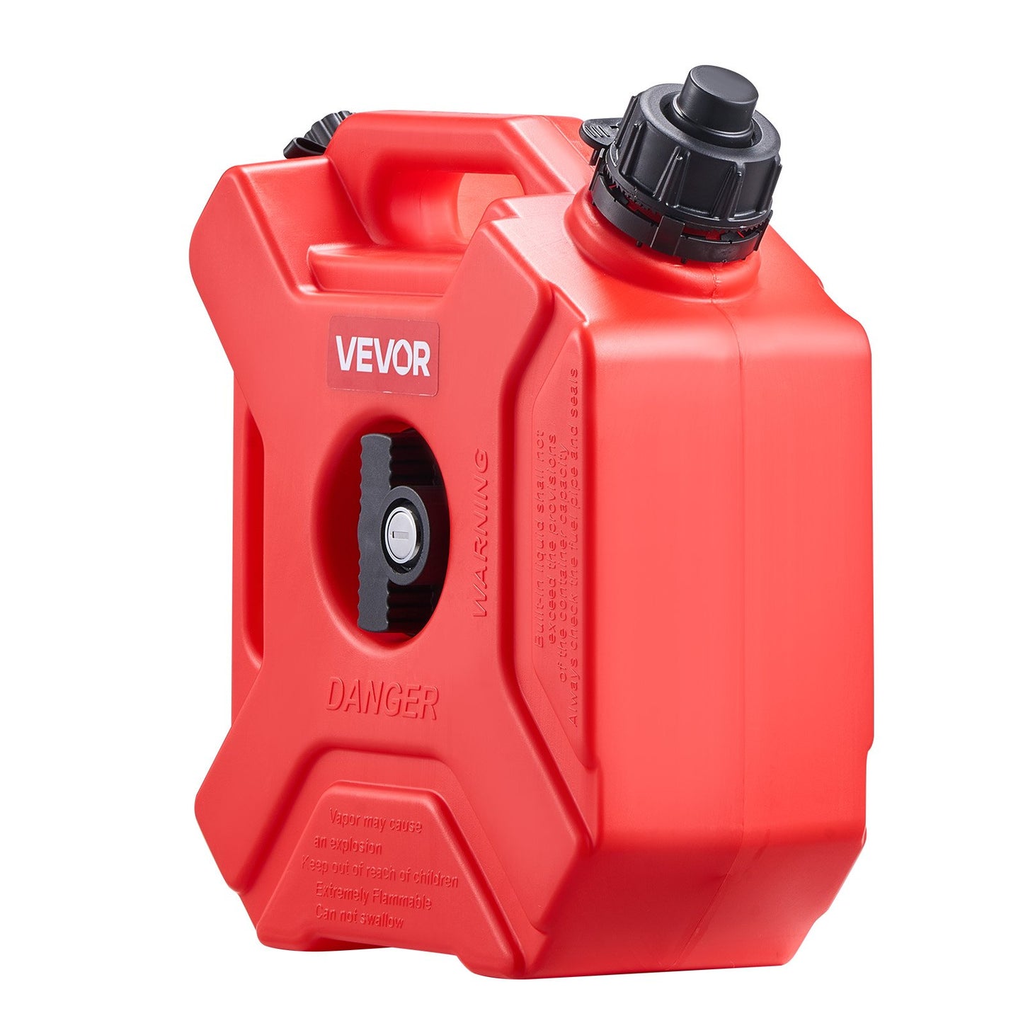 Fuel Container, 5 L, Gas Can with Spout and Lockable Bracket, 15 L/min Max Flow Rate, Secure & Leak-proof, Portable Flat Fluid Container for Most Cars Motorcycle ATV UTV, Red